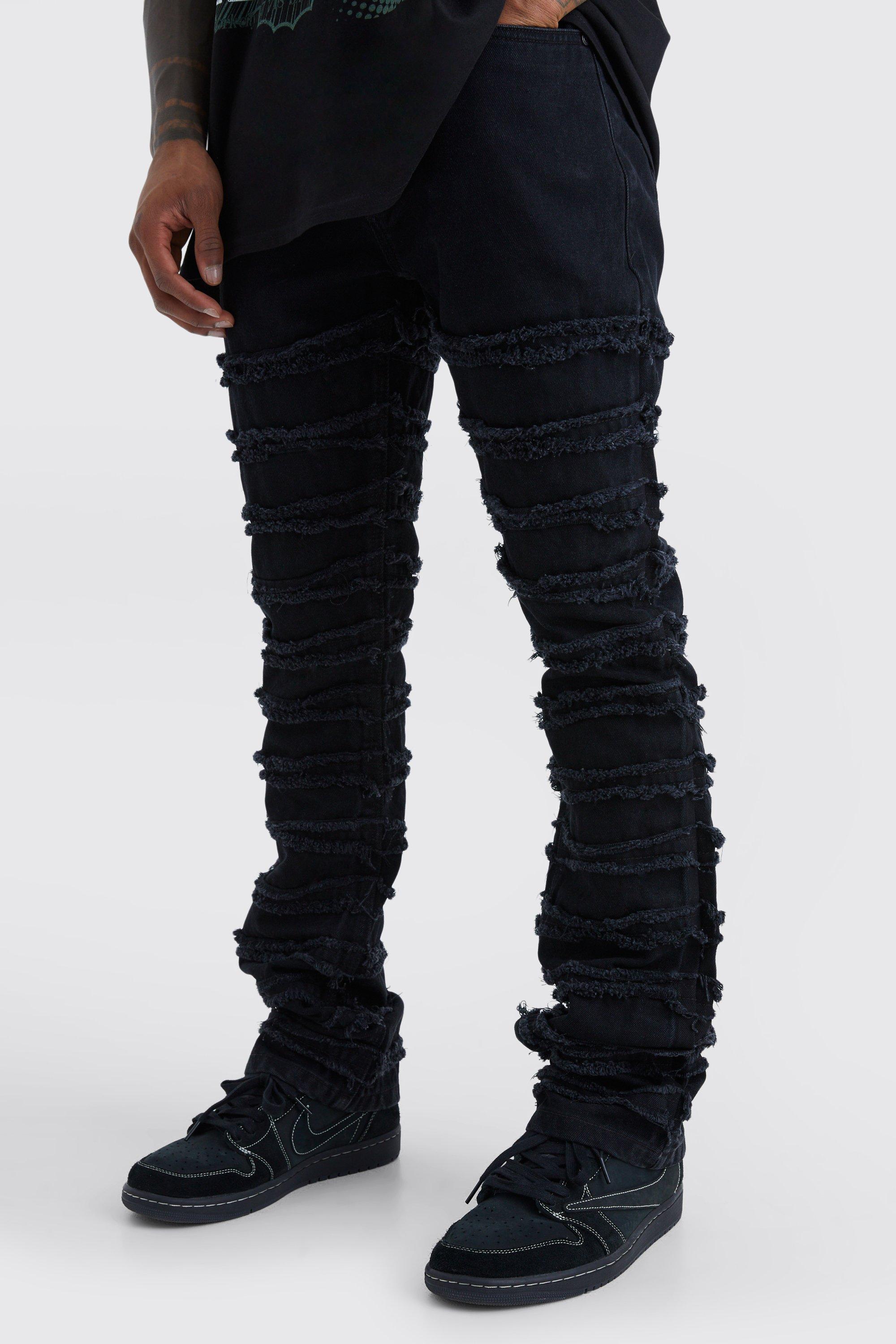 Boohoo Onbewerkte Flared Slim Fit Jeans Met Panelen En Panelen, Washed Black