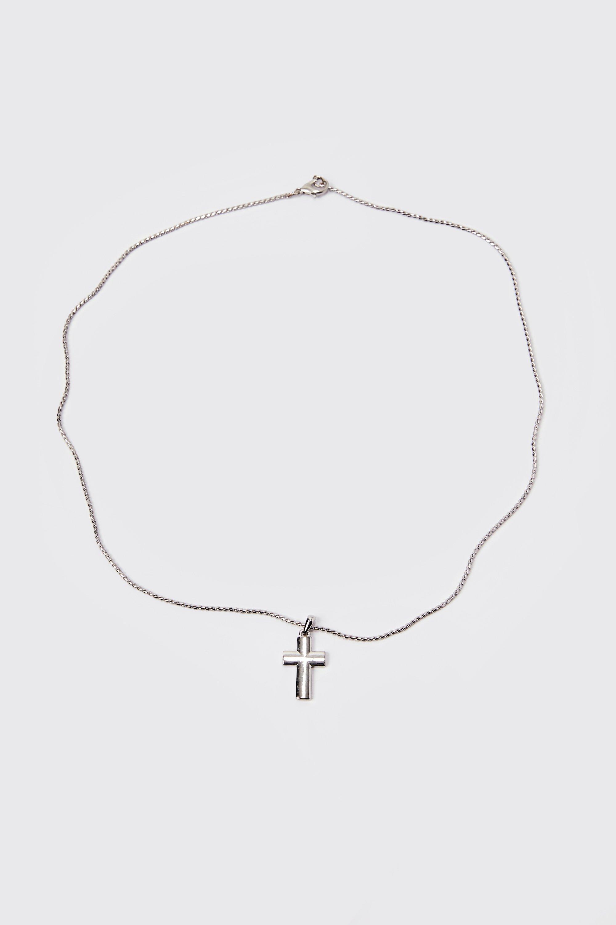 collier à pendentif croix homme - argent - one size, argent