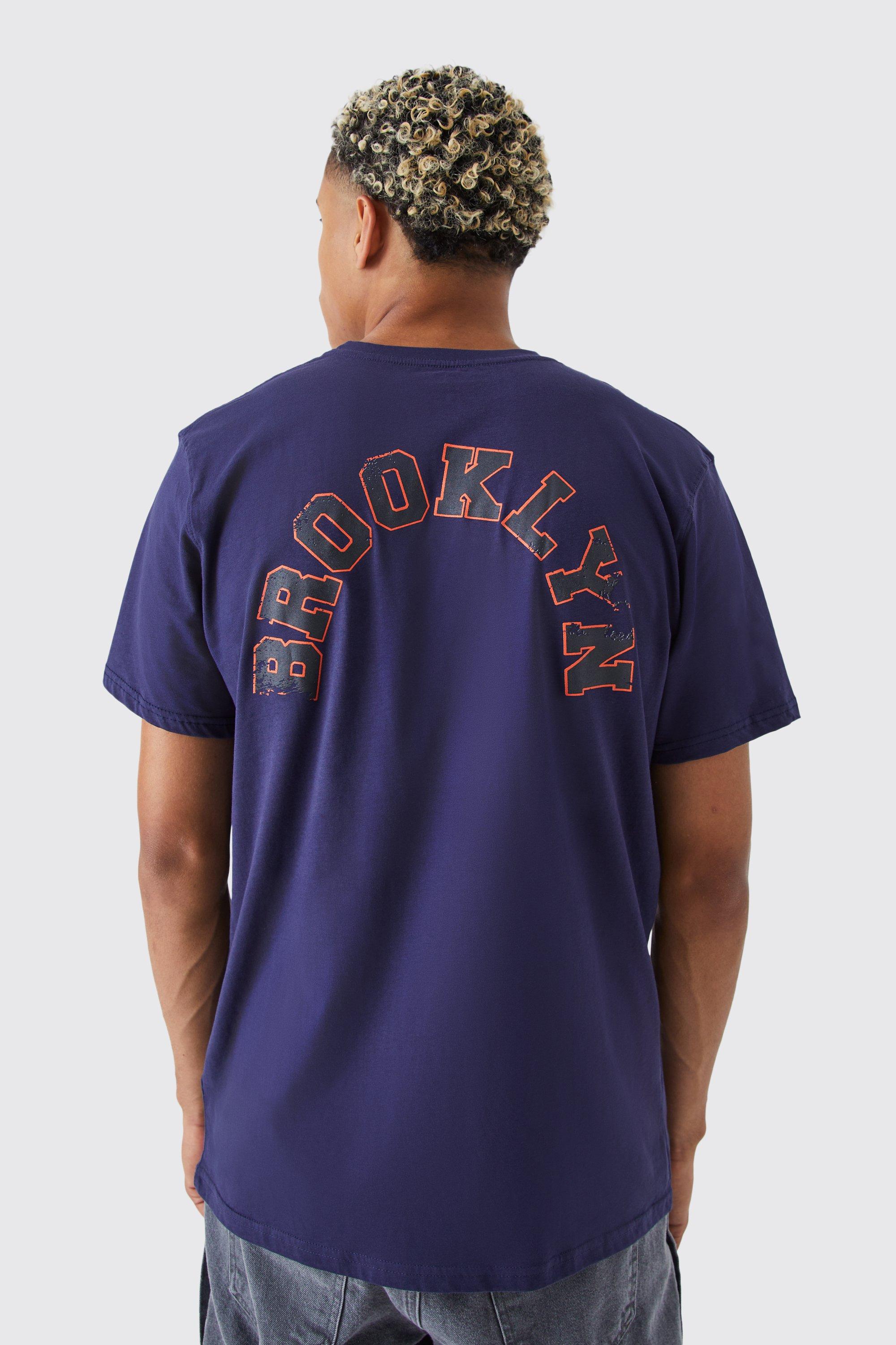 Mens Navy Tall Vintage Brooklyn Graphic T-shirt, Navy