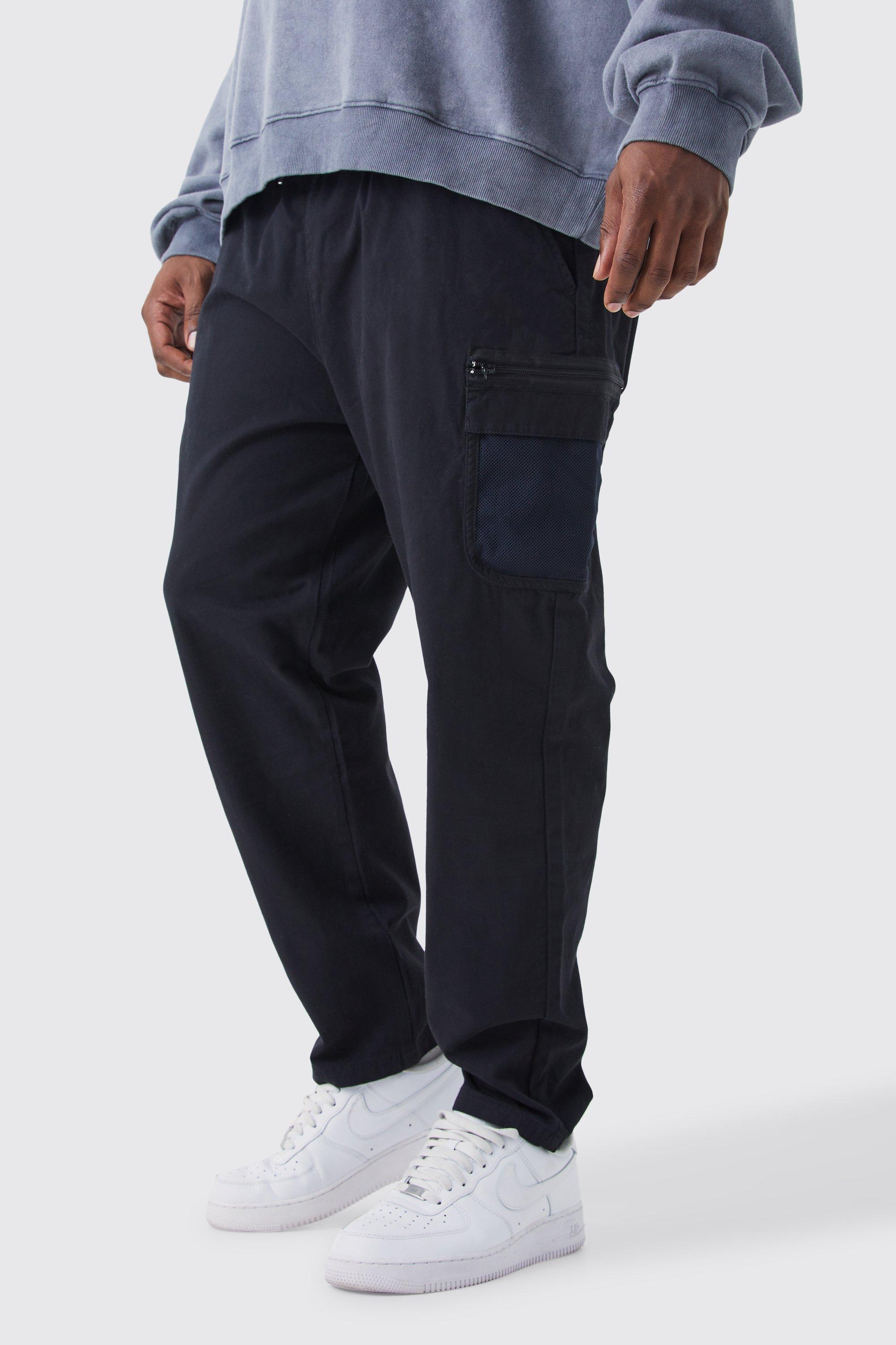 grande taille - pantalon cargo en mesh homme - noir - xxxl, noir