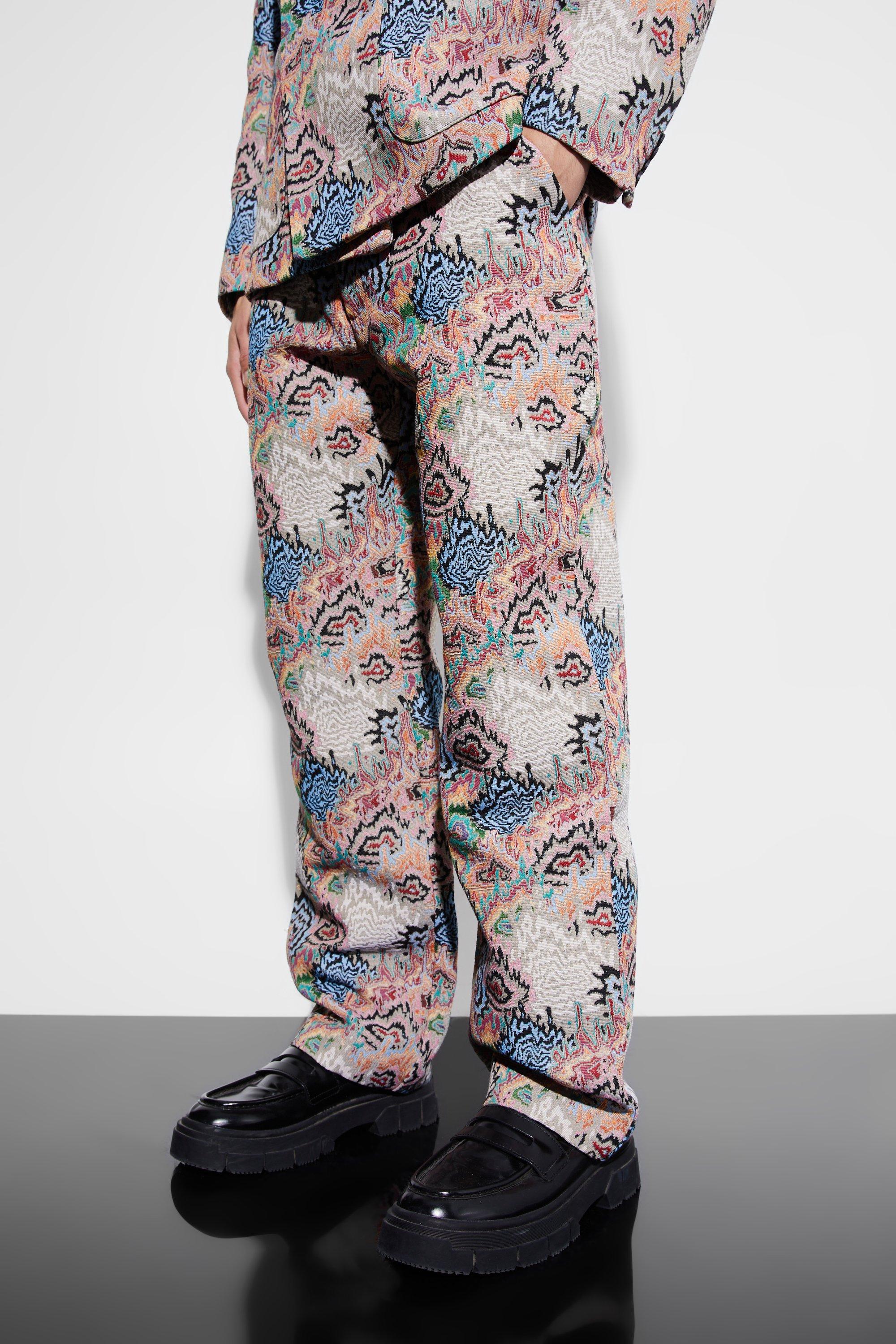 pantalon de costume large à motif tapisserie homme - ecru - 34, ecru