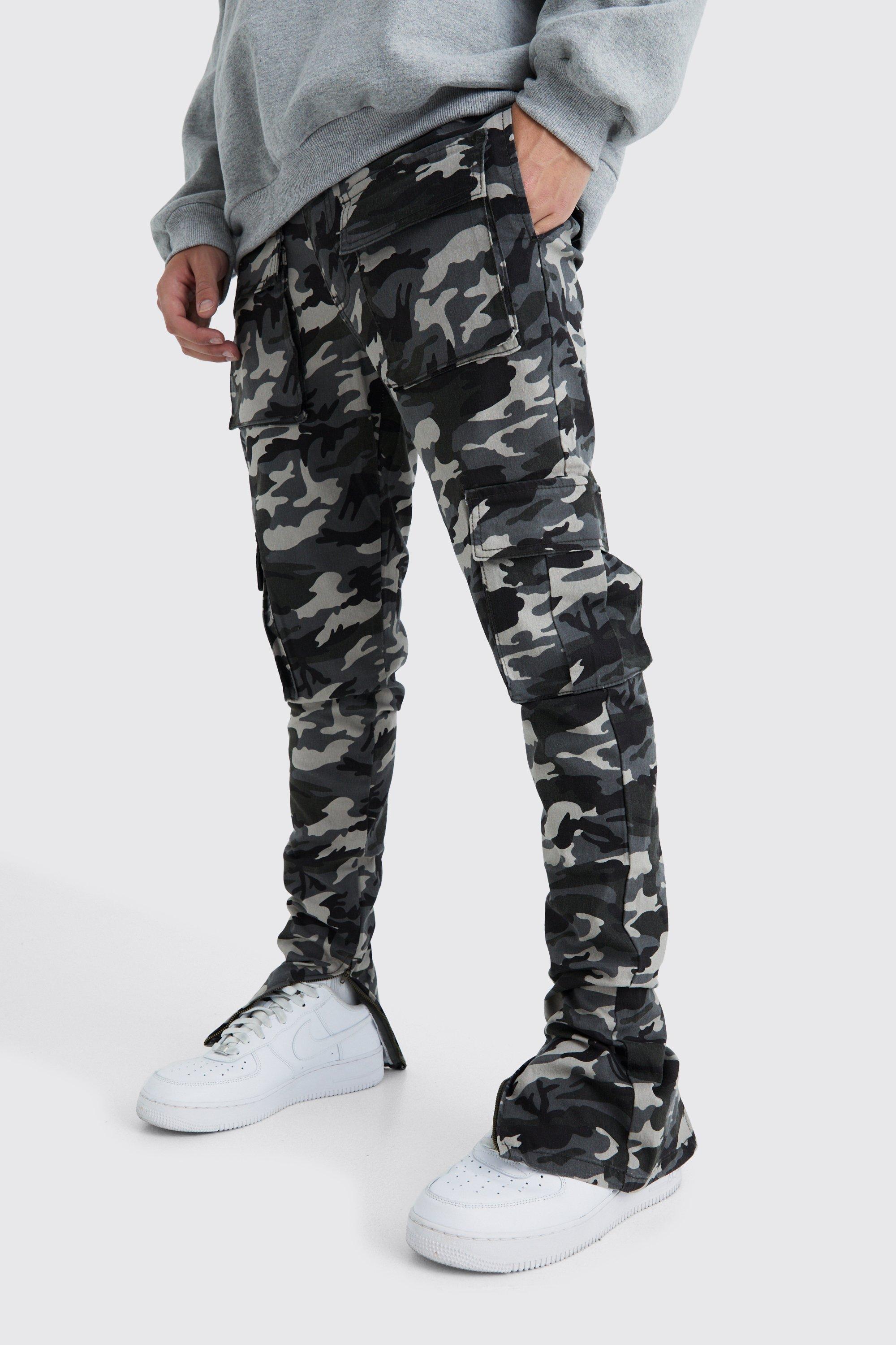 pantalon cargo skinny à imprimé camouflage homme - gris - 28, gris