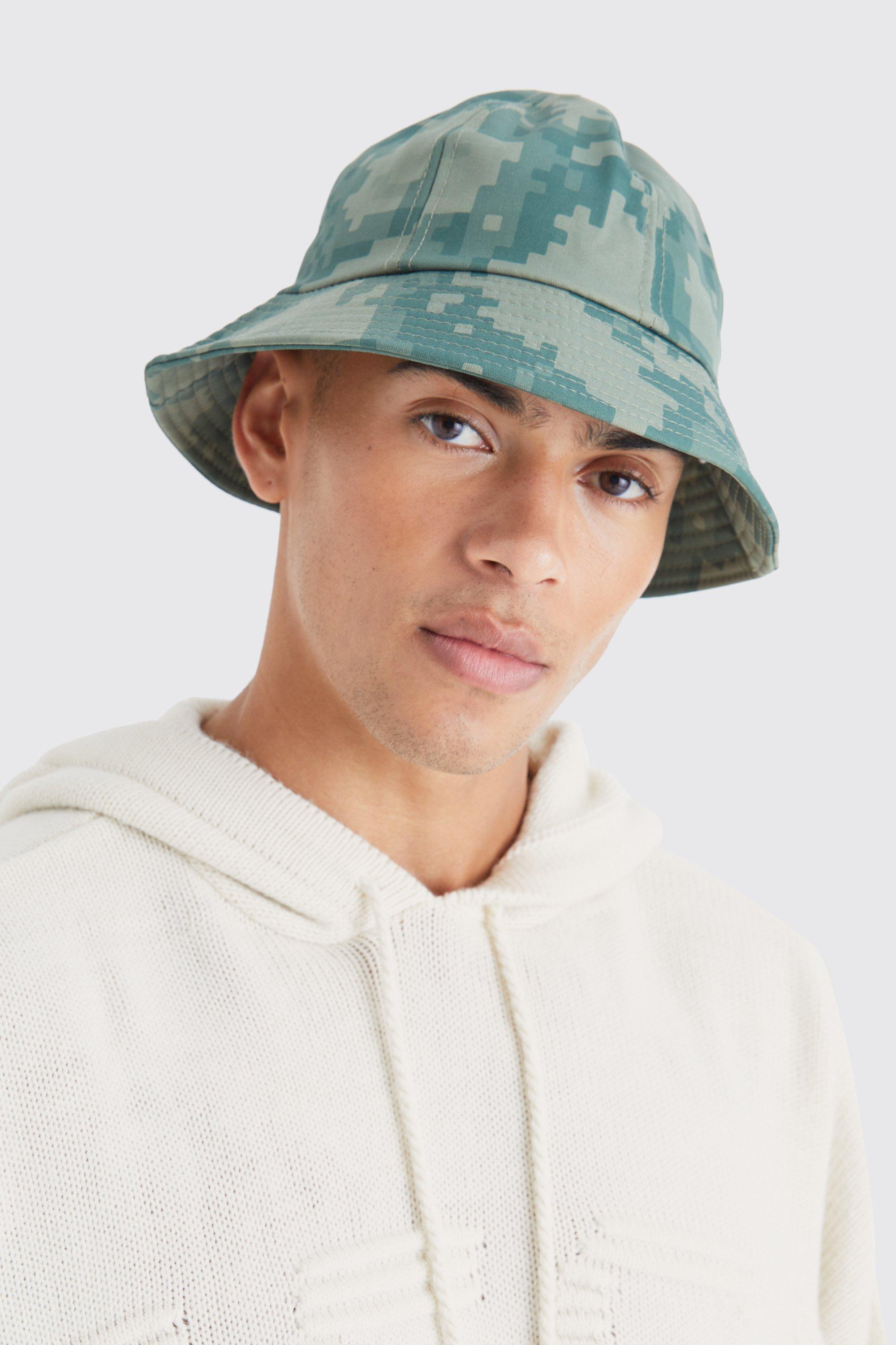 Image of Cappello da pescatore in fantasia militare pixelata, Verde