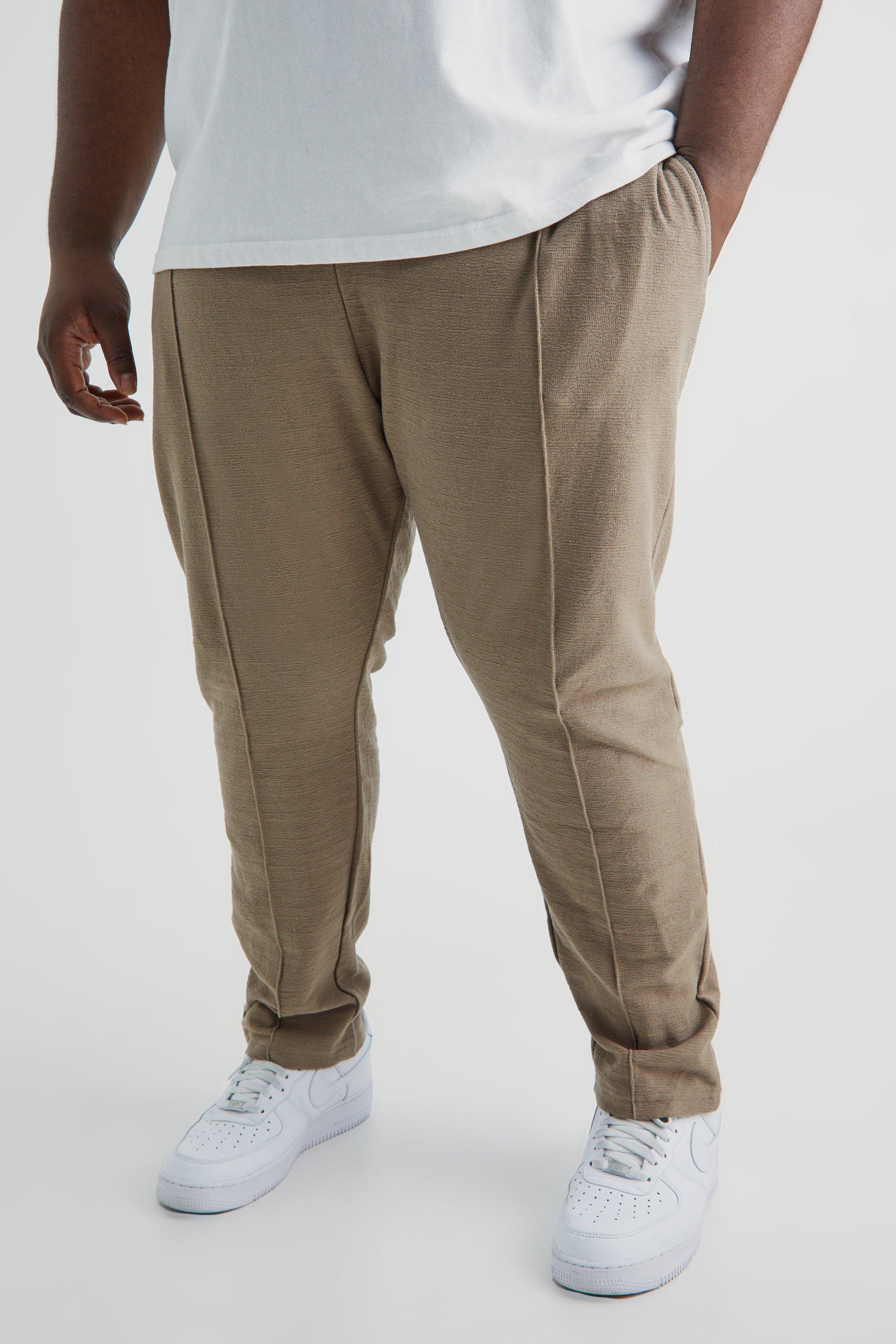 Image of Pantaloni tuta Plus Size affusolati in tessuto fiammato in tessuto Interlock, Beige