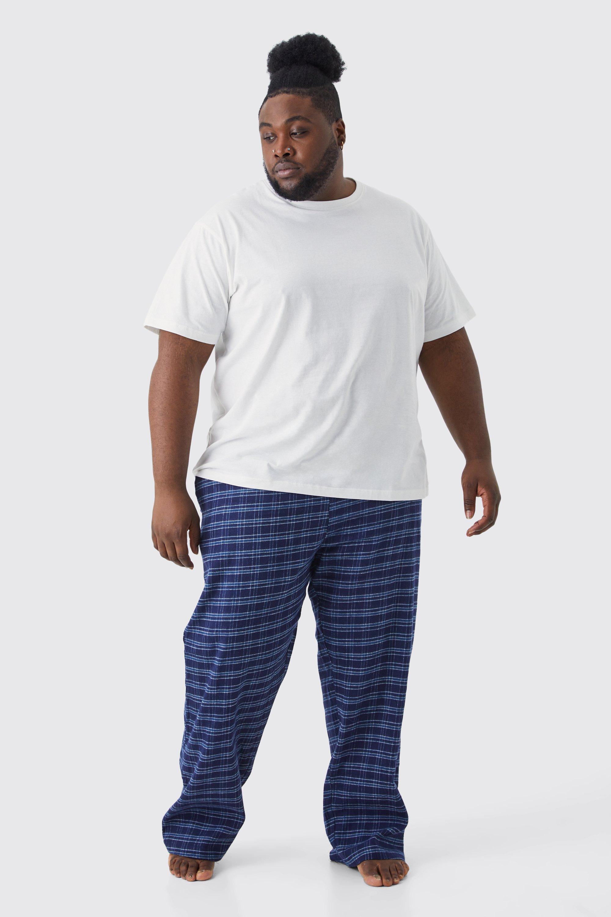 grande taille - pyjama avec t-shirt et bas à carreaux homme - bleu - xxxl, bleu