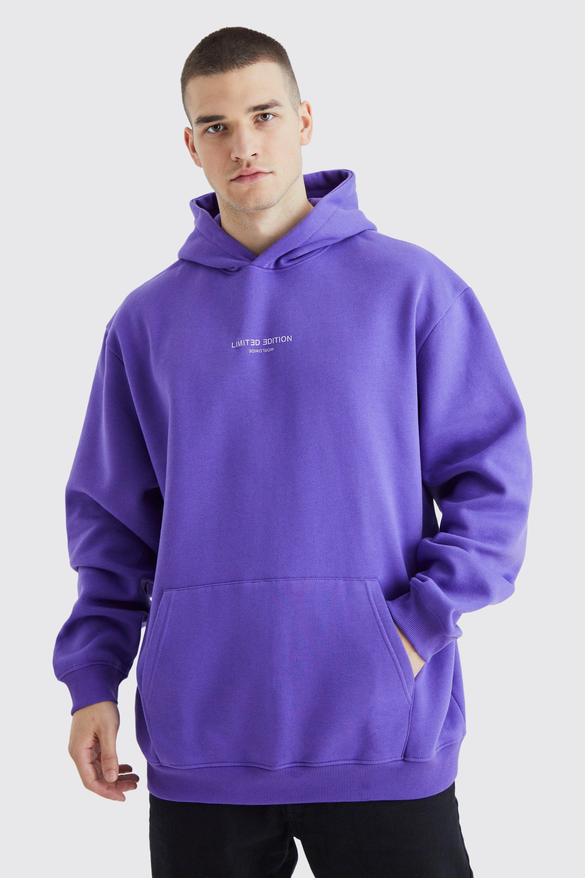 tall - sweat à capuche oversize basique homme - violet - xxl, violet
