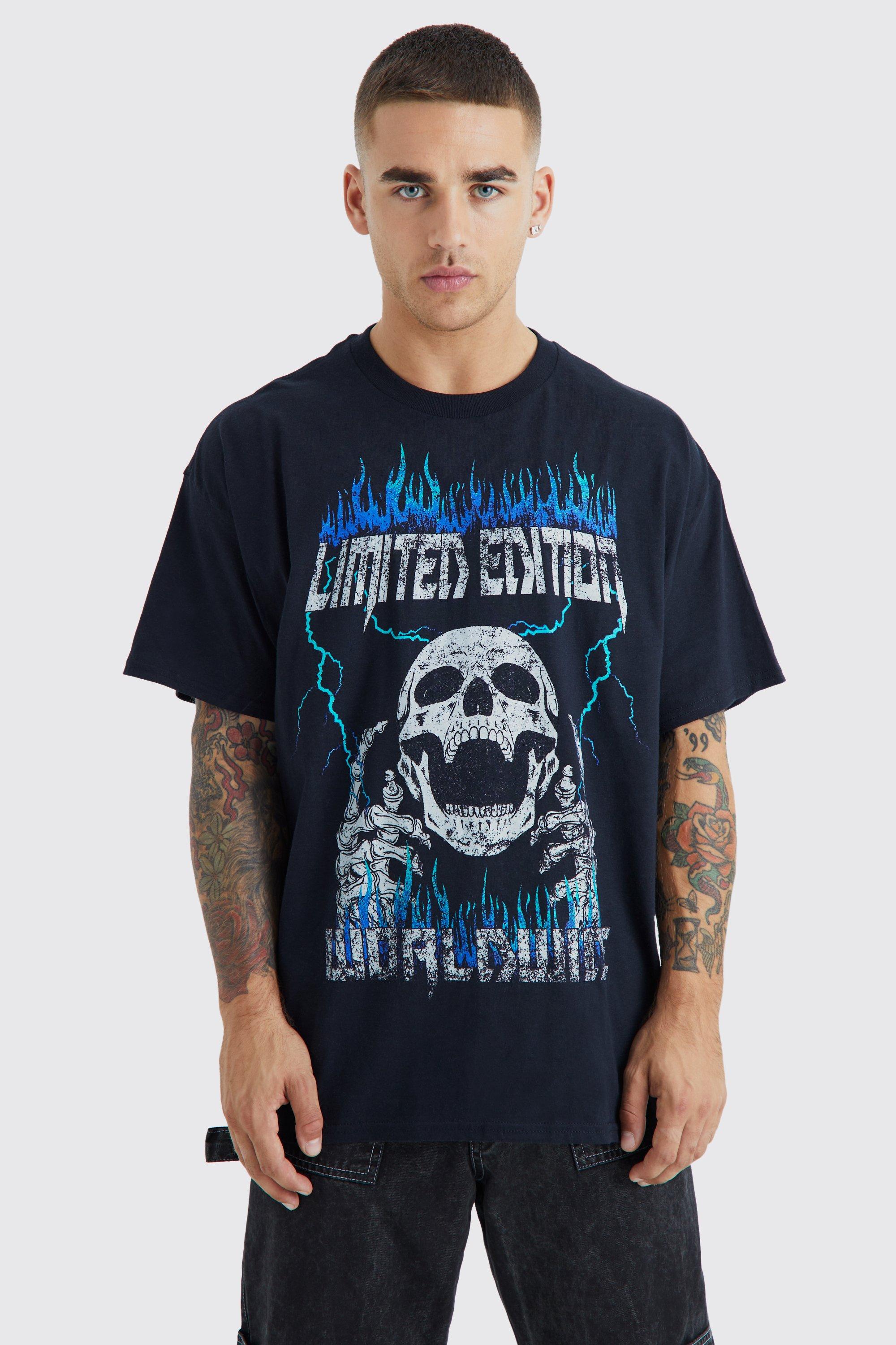Mens Black Limited Edition Skull Graphic T-shirt, Black