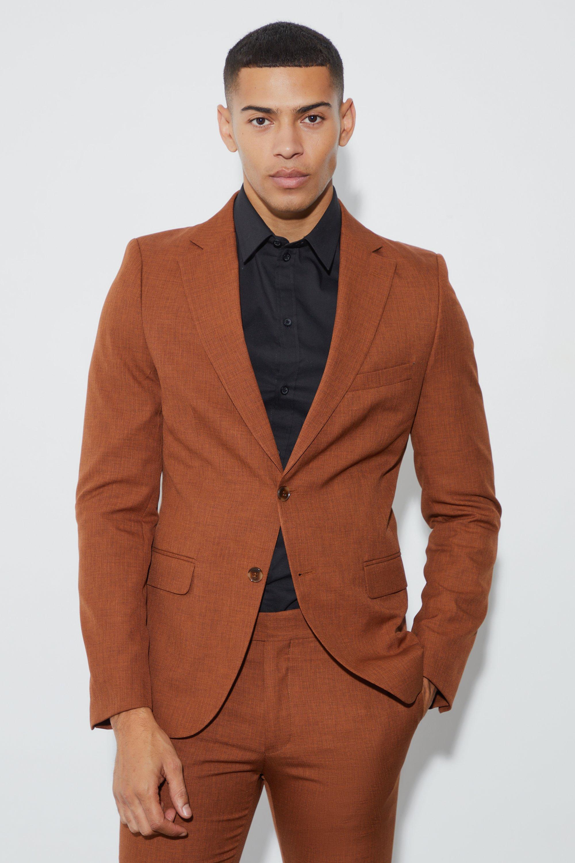 blazer droit skinny texturé homme - orange - 40, orange