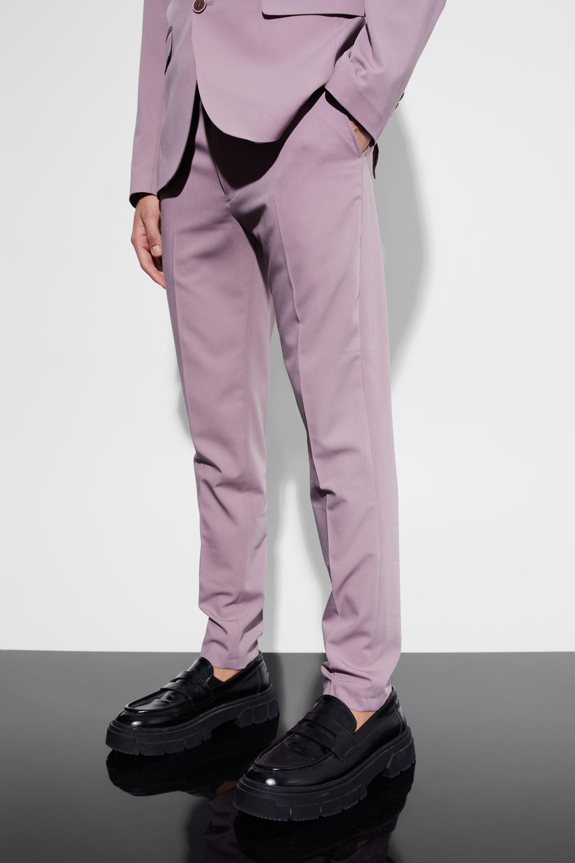 Mens Purple Super Skinny Suit Trousers, Purple