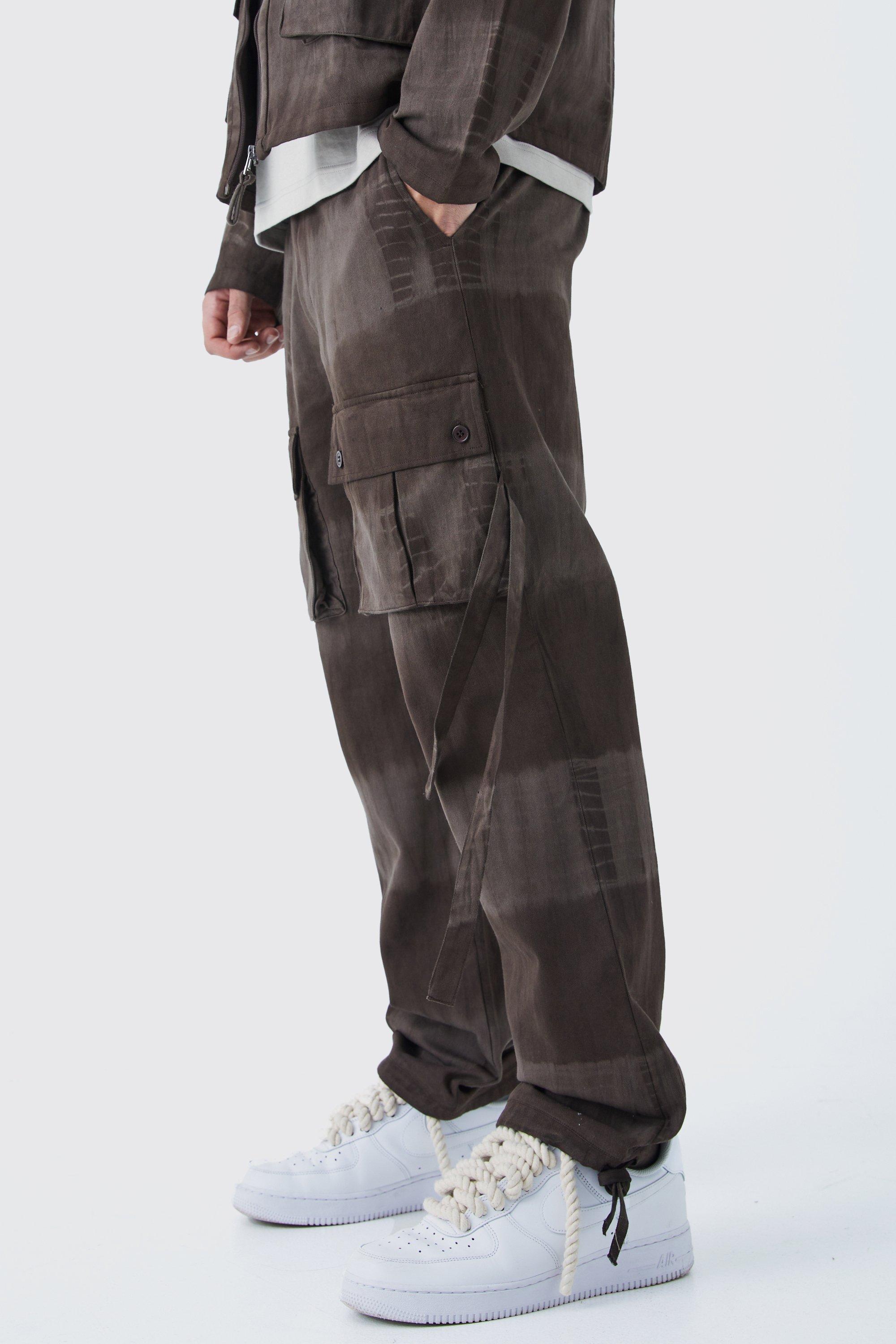 pantalon cargo tie dye à taille fixe homme - taupe - s, taupe