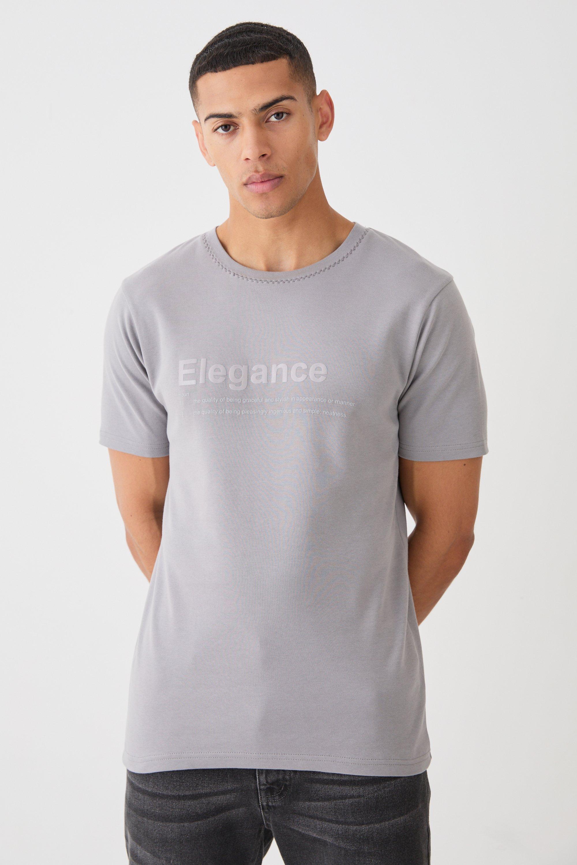 Mens Grey Elegance Gloss Print T-shirt, Grey