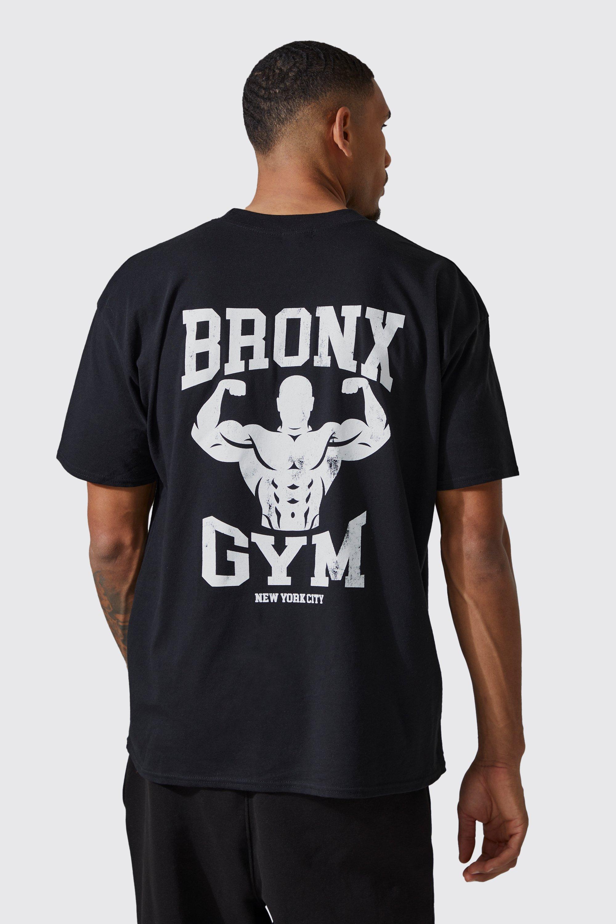 Mens Black Tall Man Active Oversized Bronx Gym T-shirt, Black
