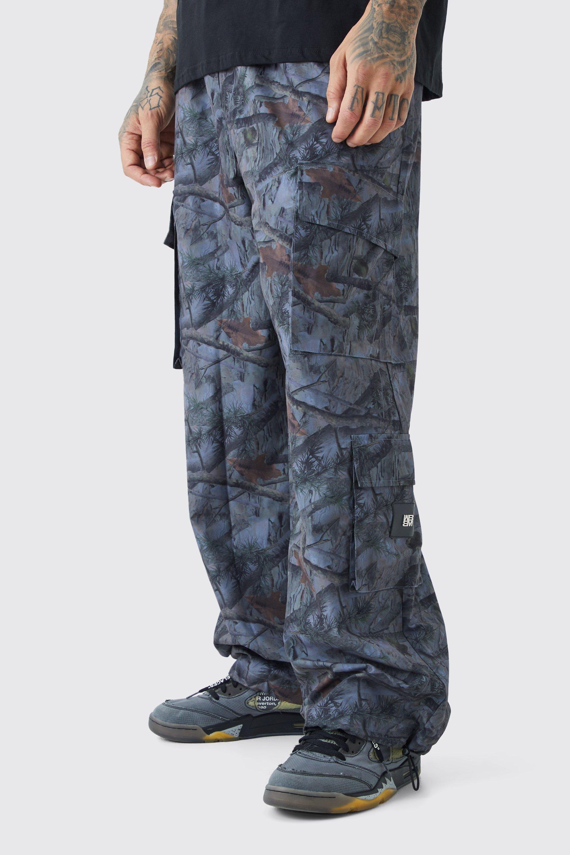 Image of Pantaloni Cargo Tall in fantasia militare con vita elasticizzata, Grigio
