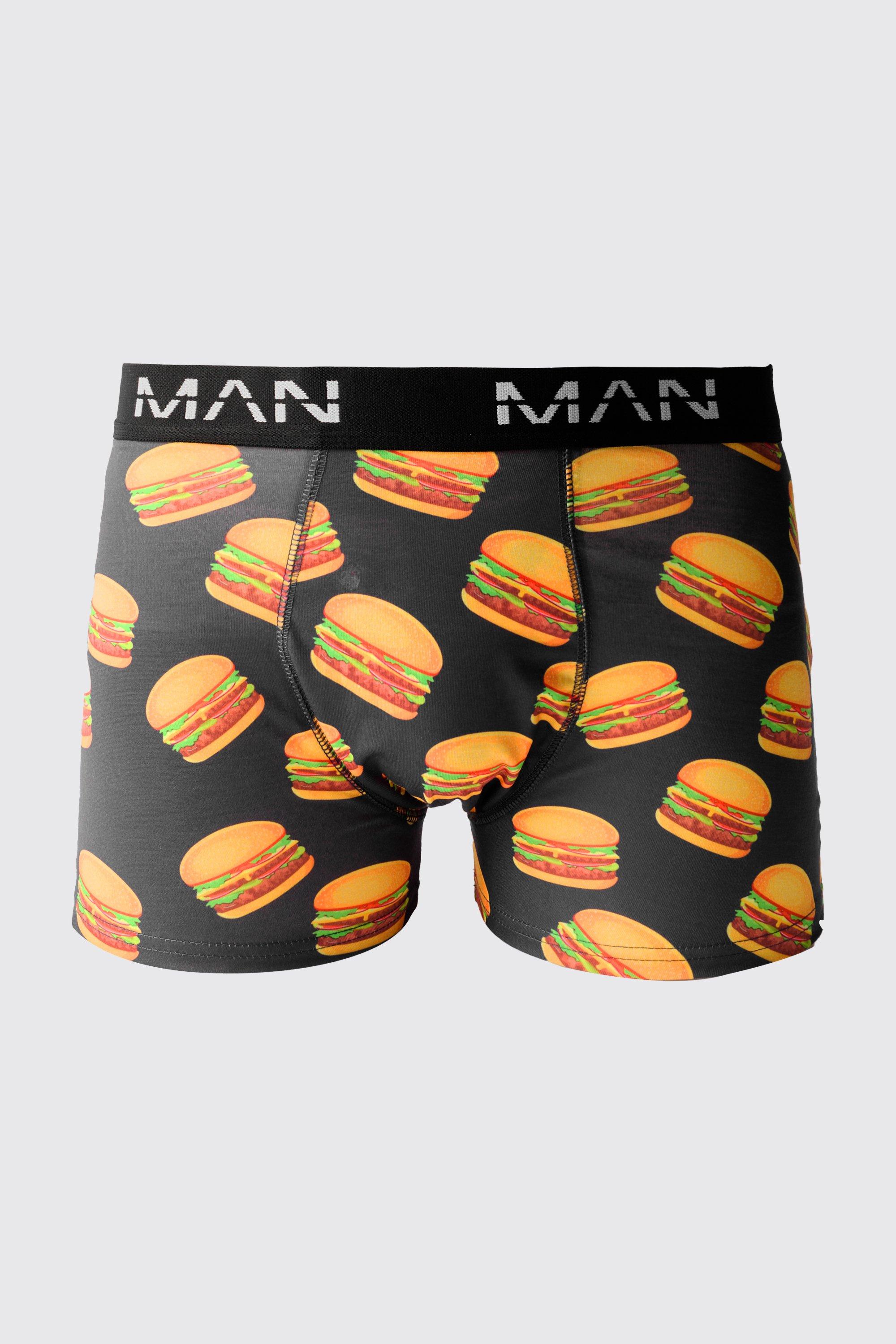 Mens Multi Man Burger Printed Boxers, Multi