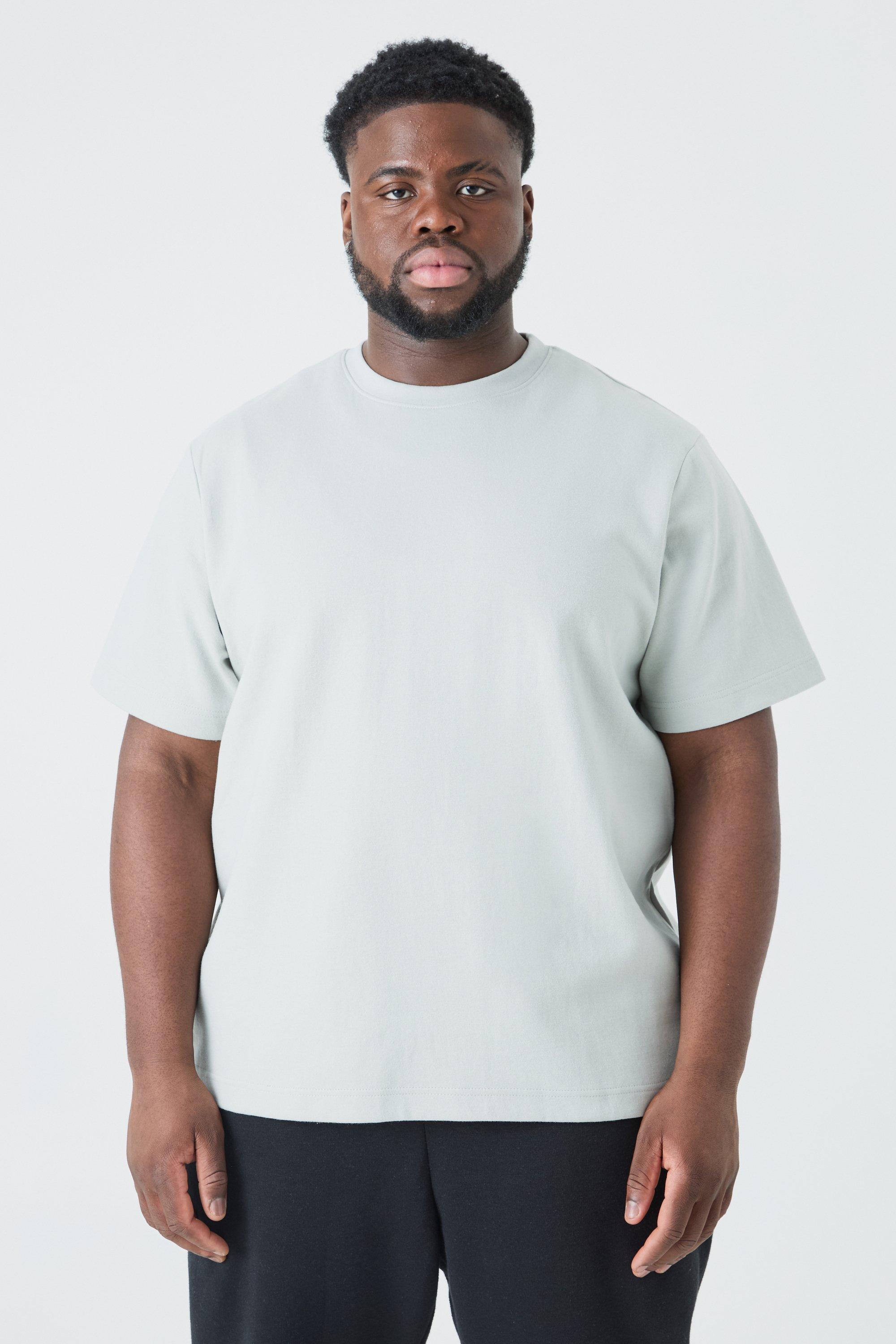Image of T-shirt Plus Size Core Fit pesante in maglia intrecciata, Grigio