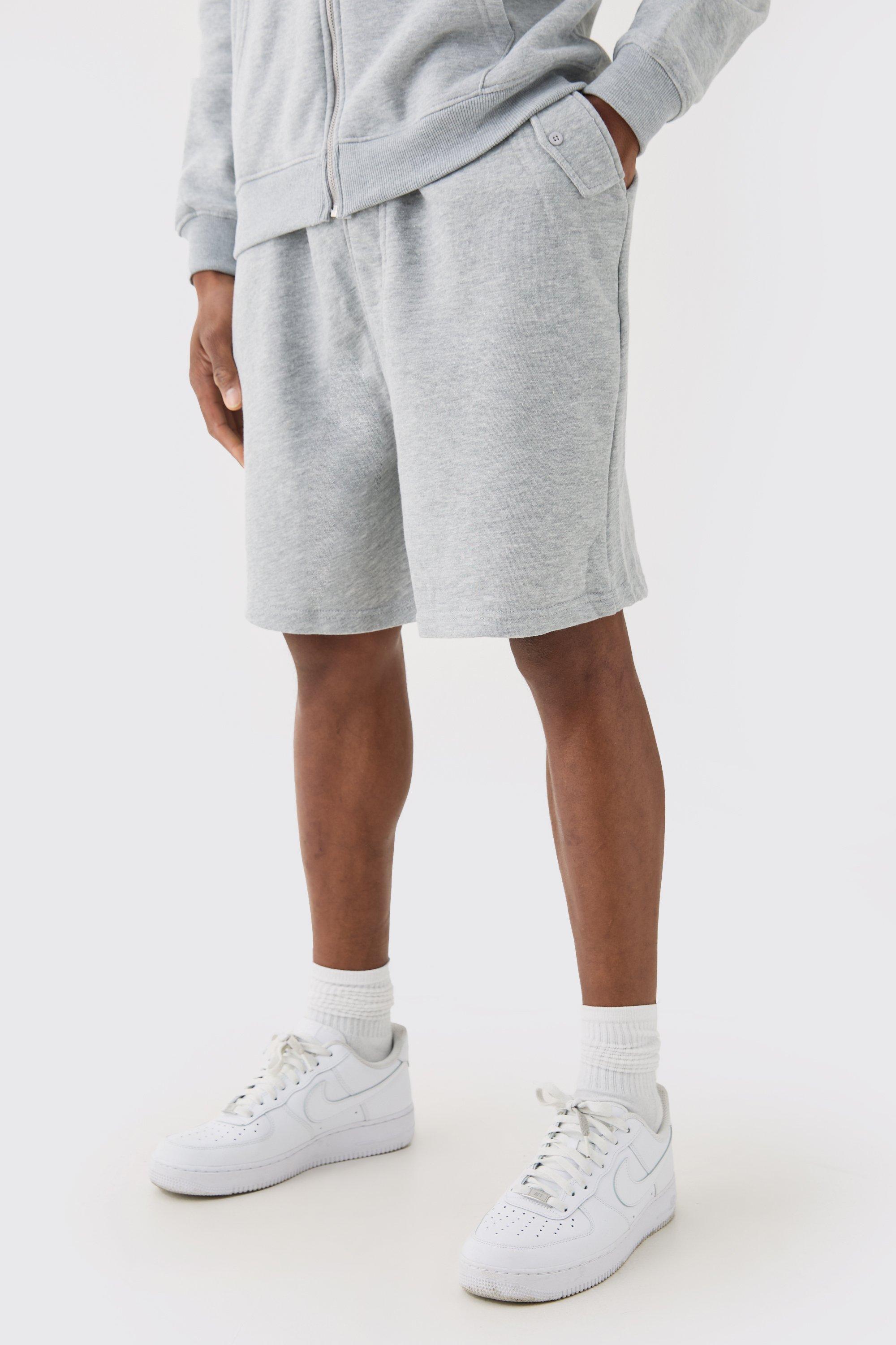 Mens Grey Oversized Drop Crotch Jersey Shorts, Grey