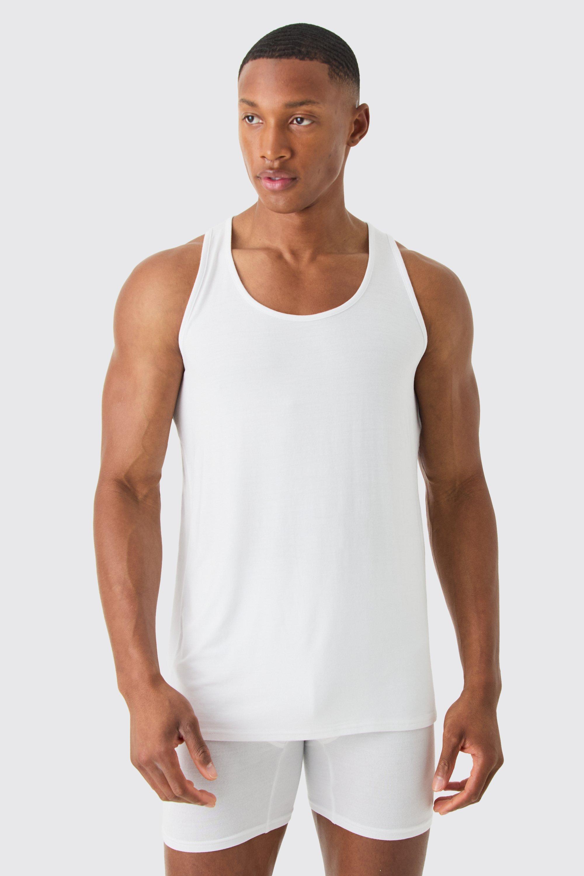 Image of Premium Modal Mix Lounge Vest, Bianco