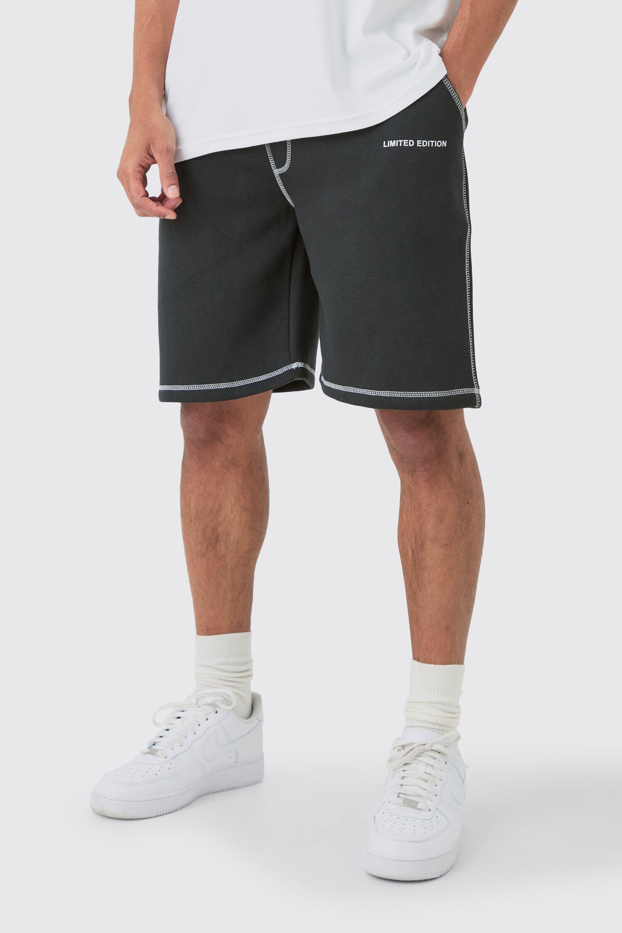 Image of Relaxed Limited Edition Contrast Stitch Shorts, Nero
