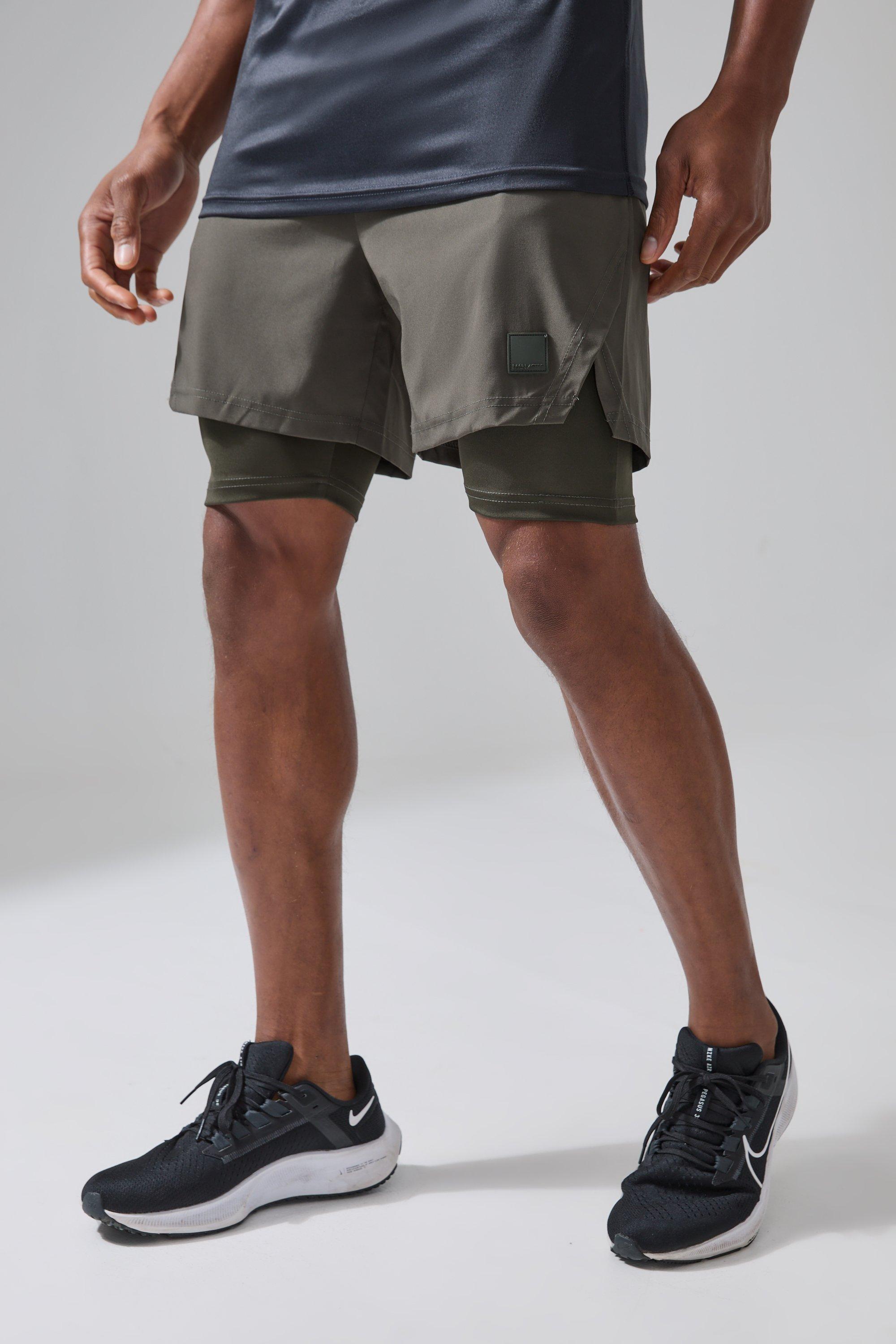 Mens Green Tall Man Active Performance 2-in-1 Shorts, Green