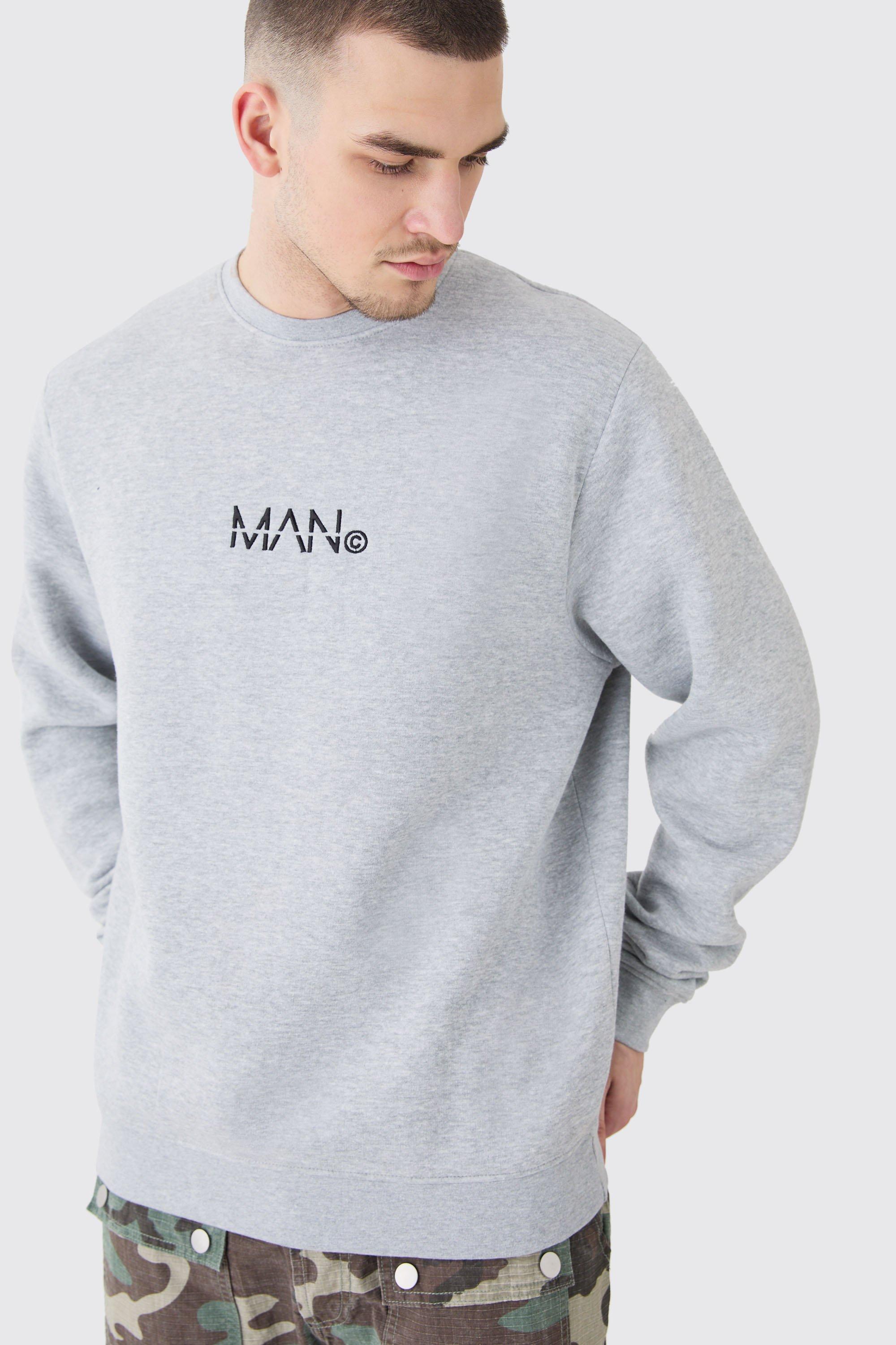 Mens Tall Man Dash Crew Neck Sweatshirt In Grey Marl, Grey