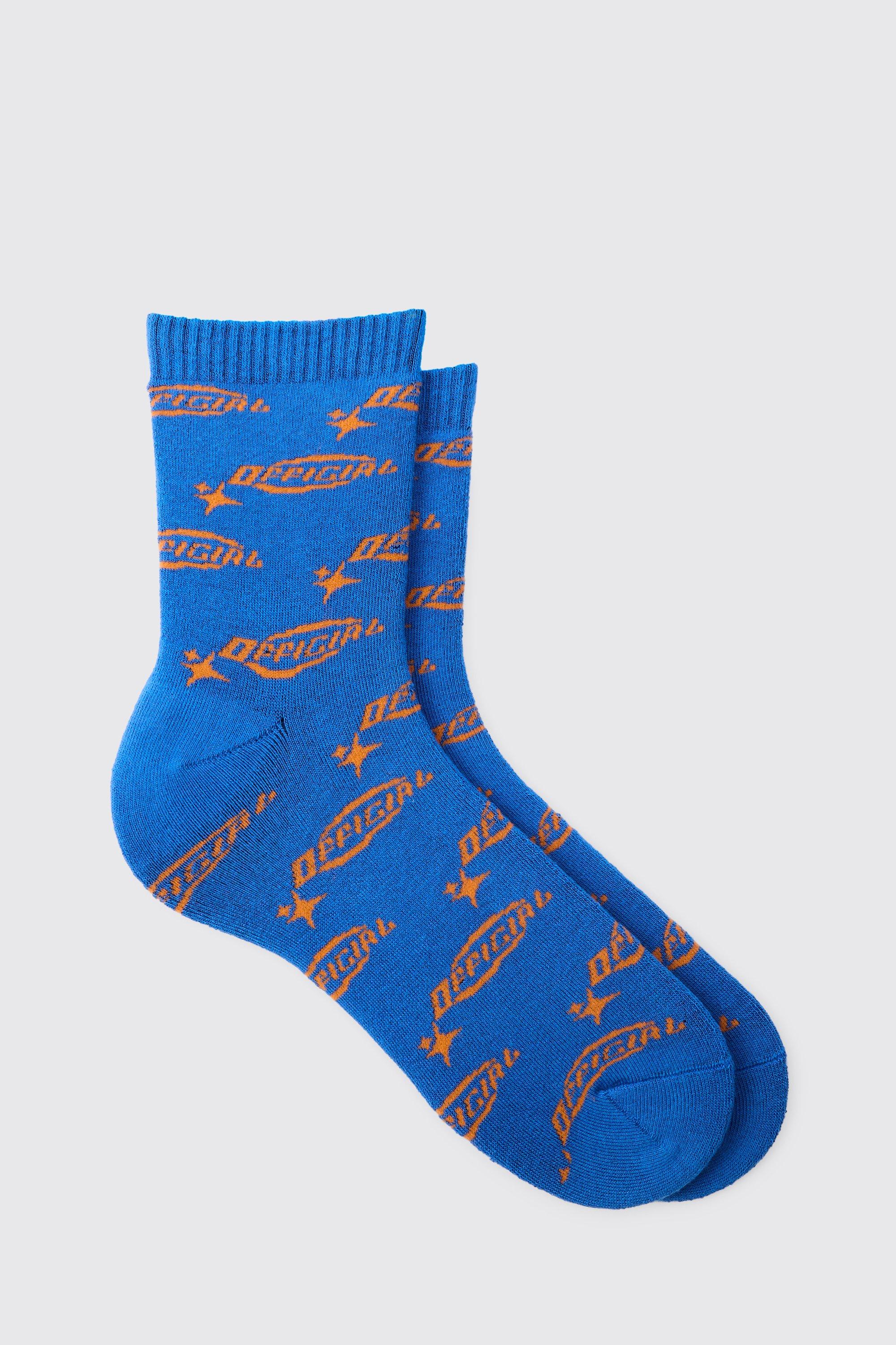 Image of Official Logo Print Socks, Azzurro