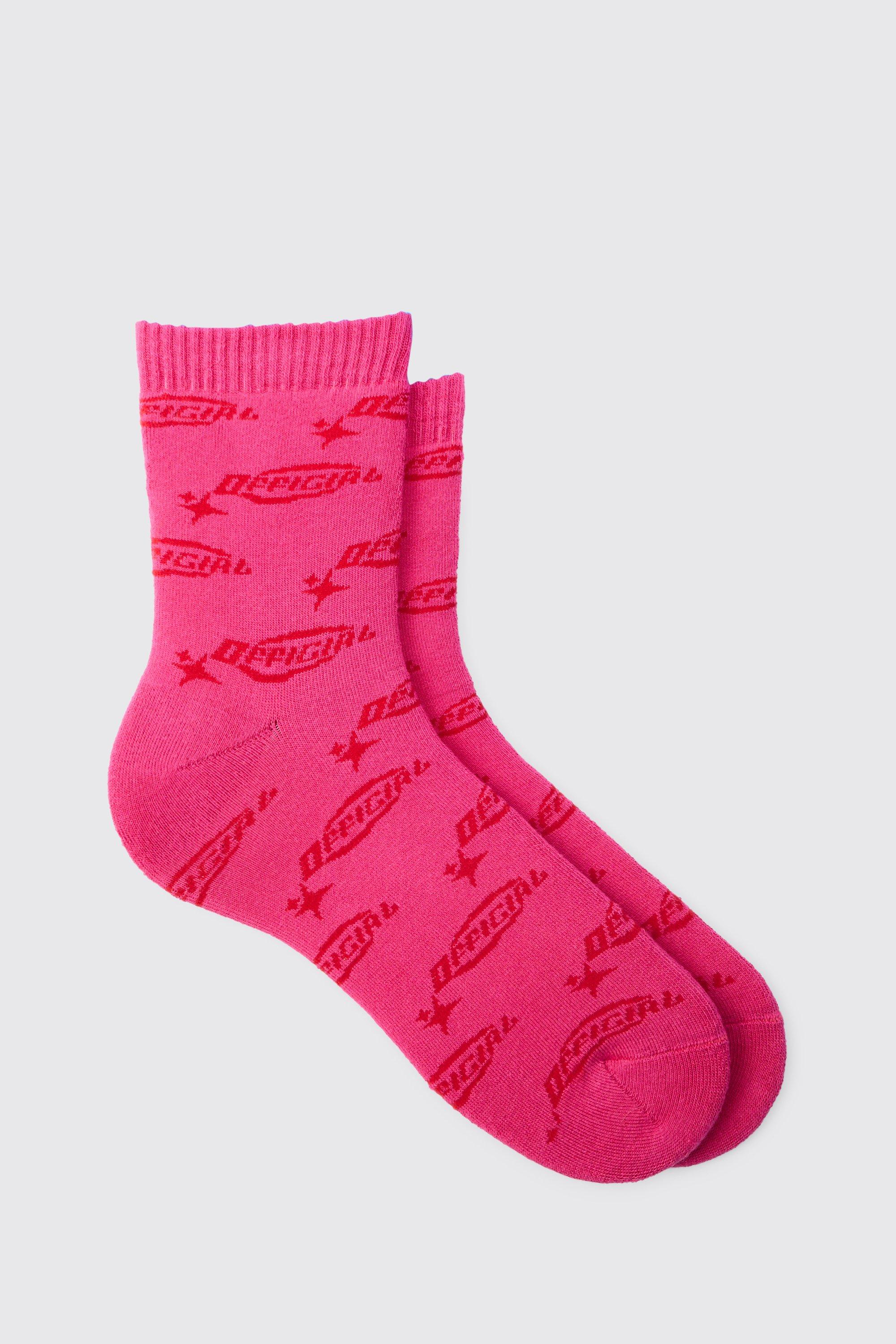 Image of Official Logo Print Socks, Pink