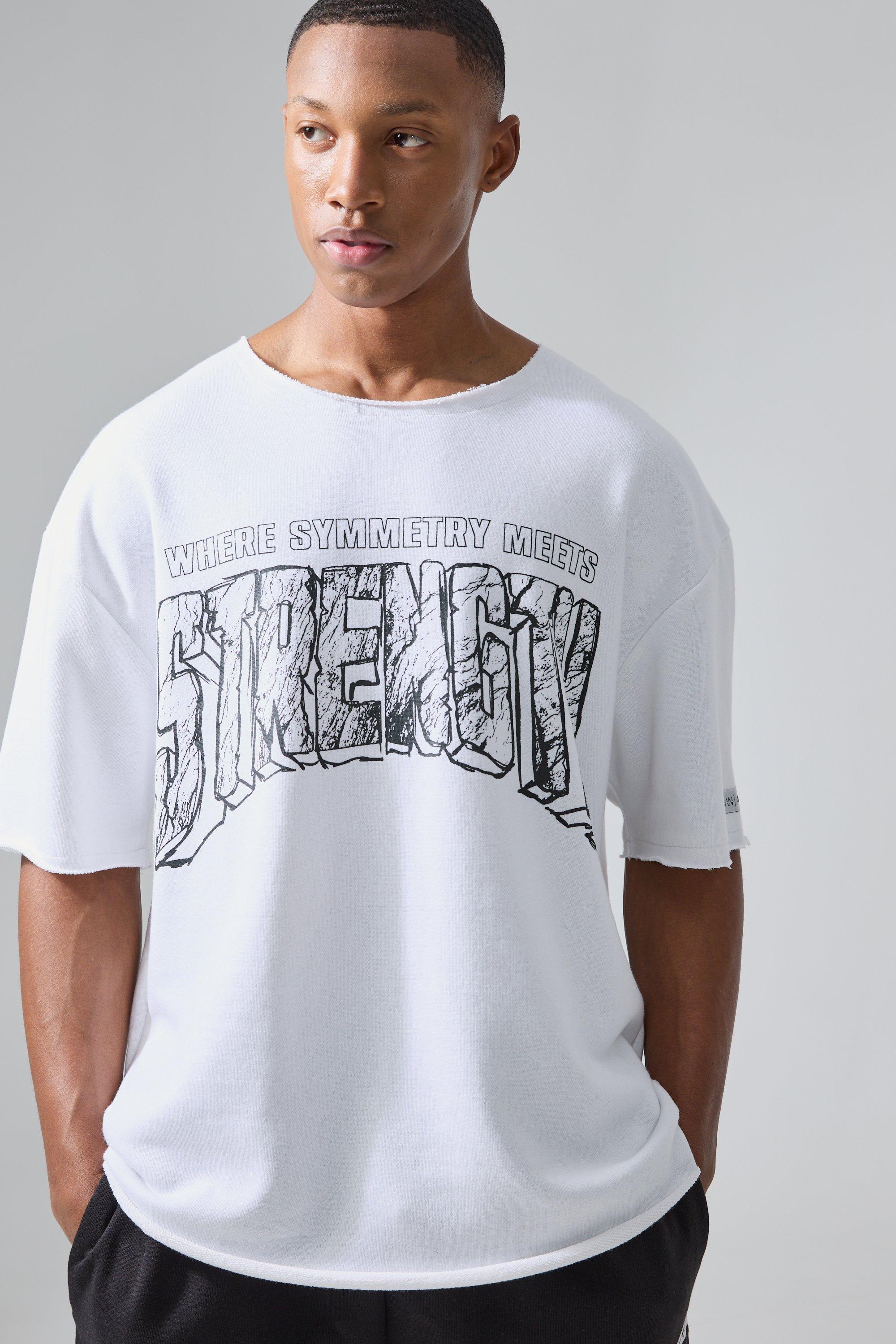 Image of Man Active X Og Gym Oversized Raw Hem T-shirt, Bianco