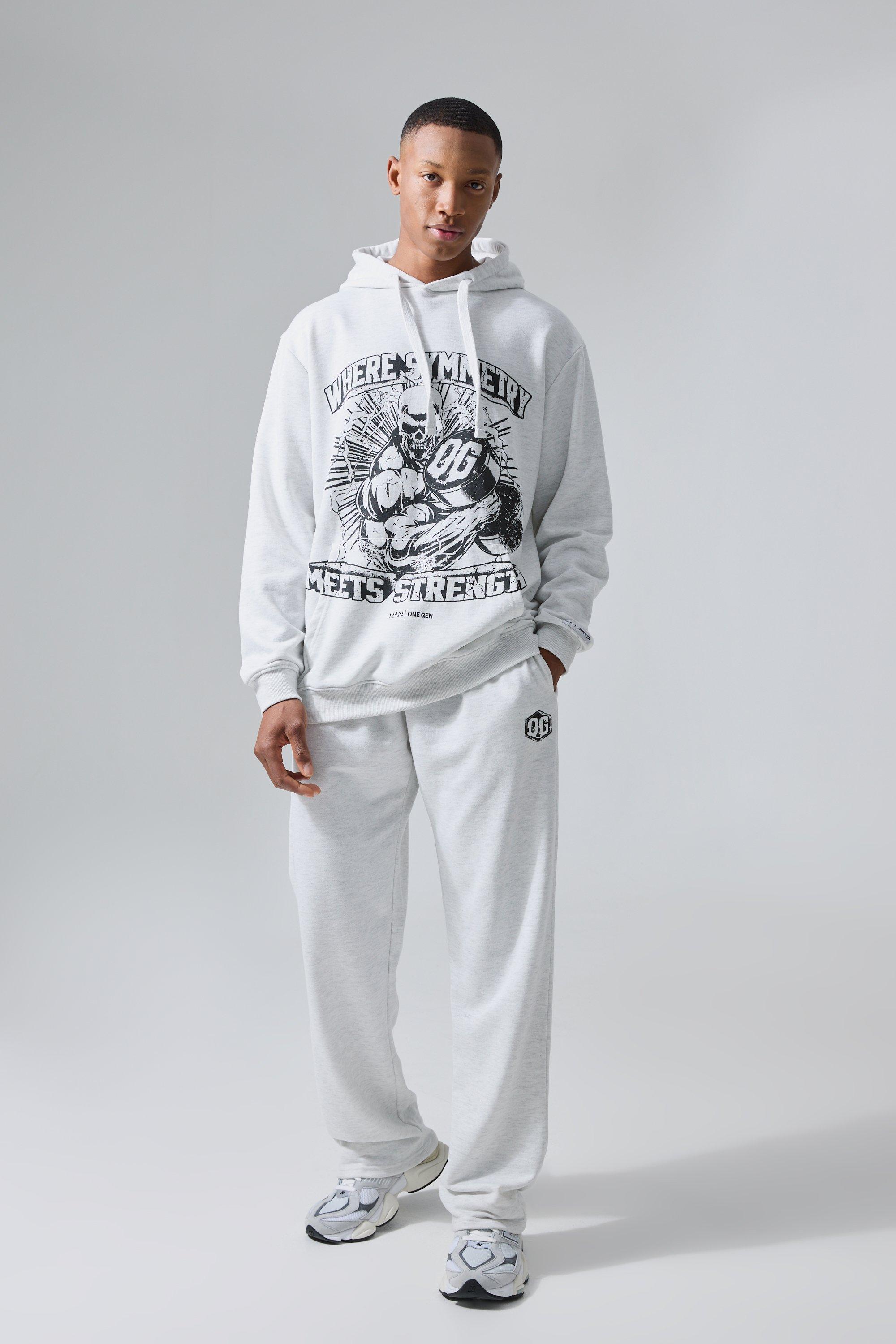 Image of Man Active X Og Gym Oversized Graphic Hooded Tracksuit, Grigio