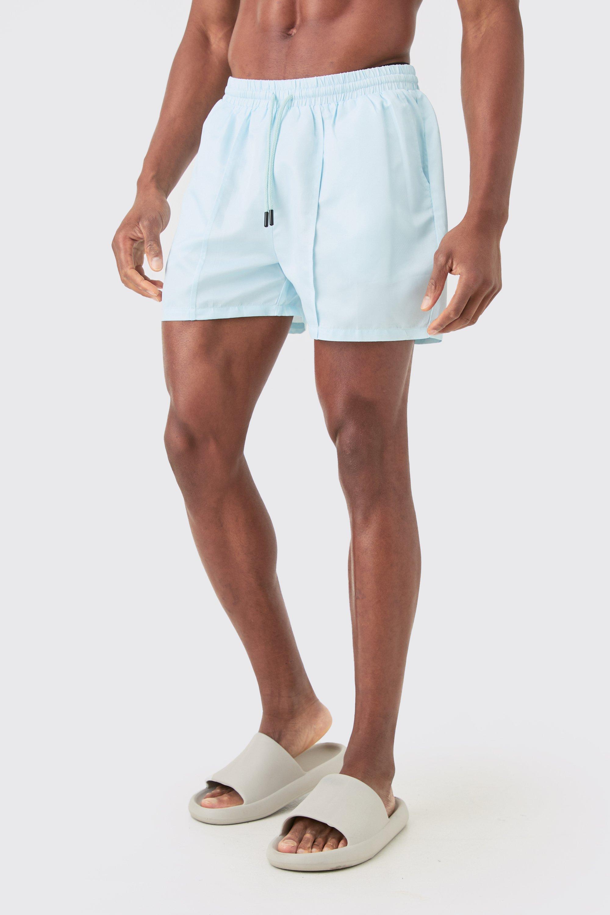 Image of Short Length Pintuck Swim Shorts, Azzurro