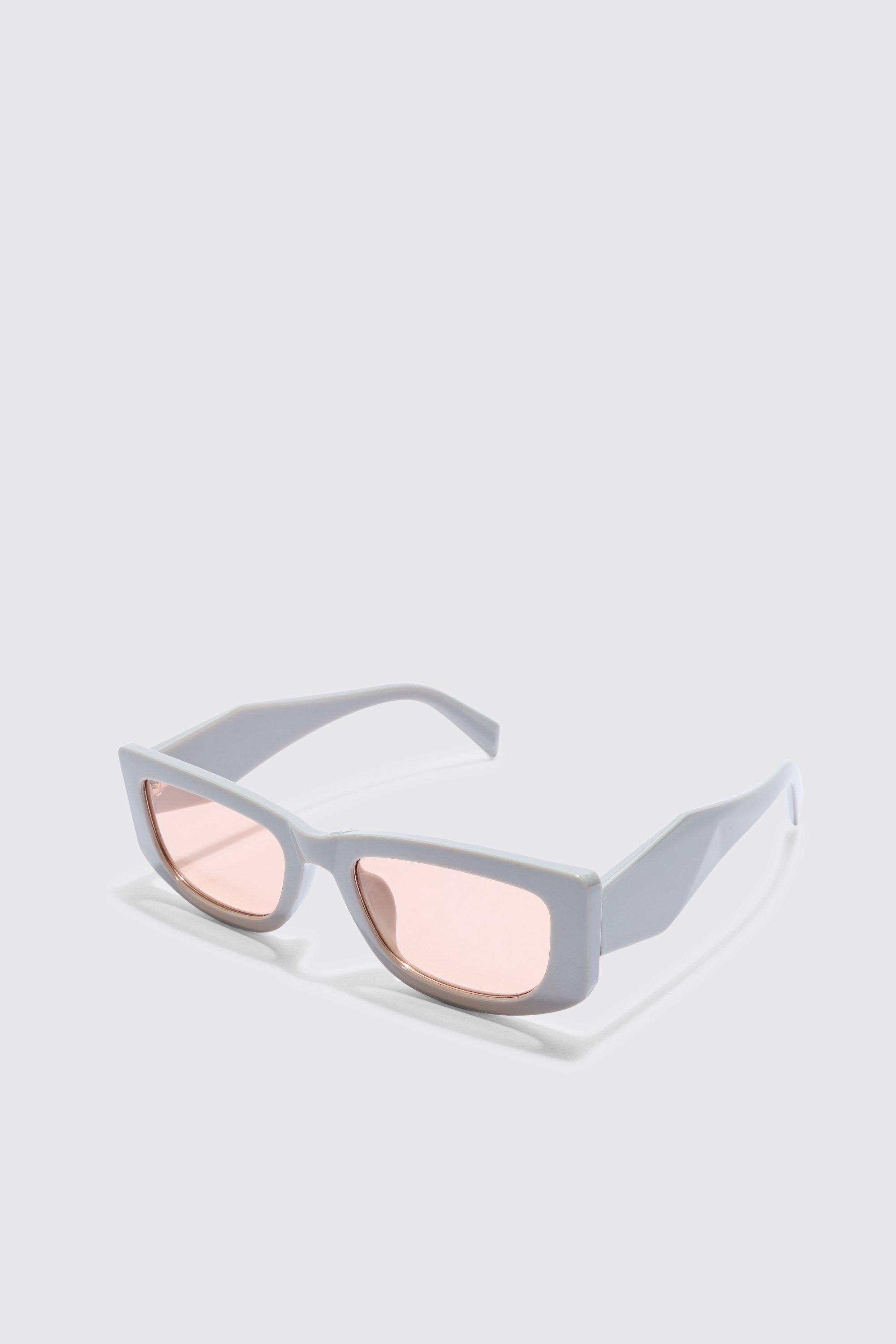 Image of Chunky Angled Frame Sunglasses In Grey, Grigio