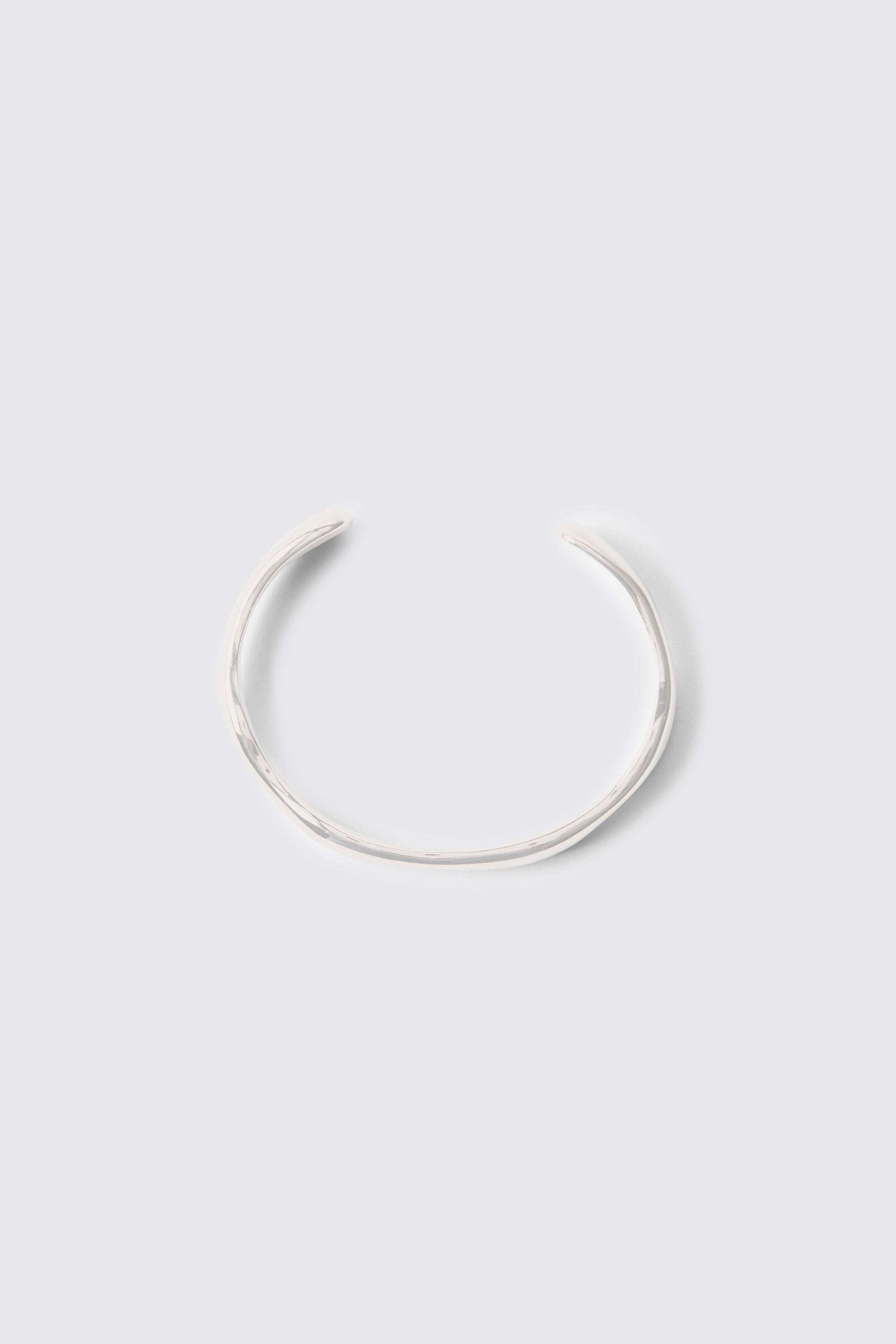 Image of Chunky Silver Bangle In Silver, Grigio