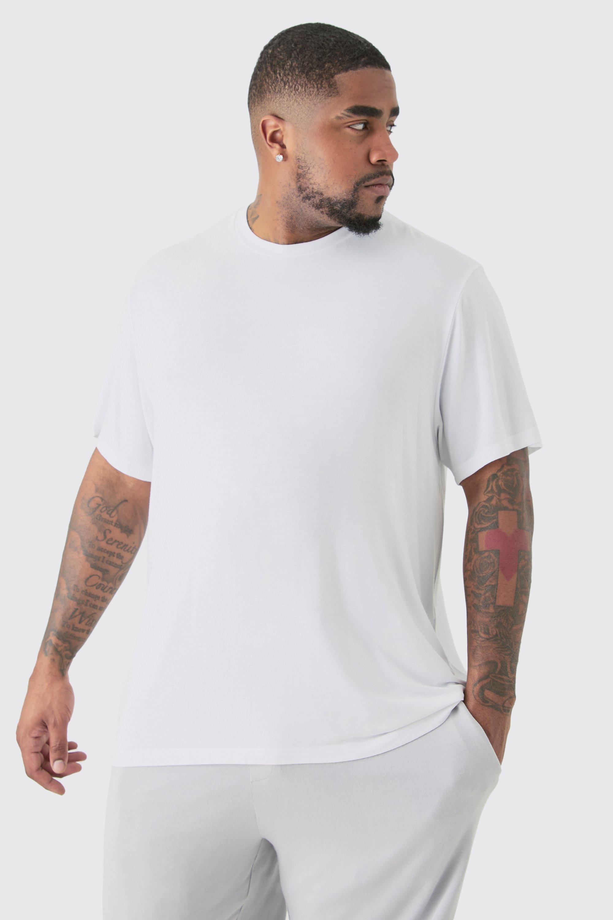 Image of Plus Premium Modal Mix Lounge T-shirt, Bianco