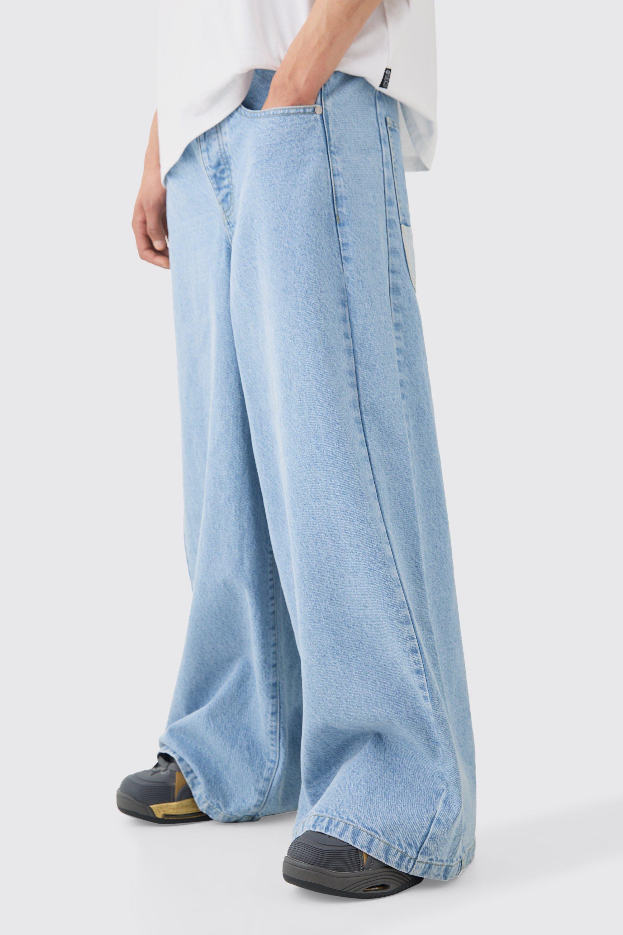 Image of Extreme Wide Fit Jeans In Ice Blue, Azzurro