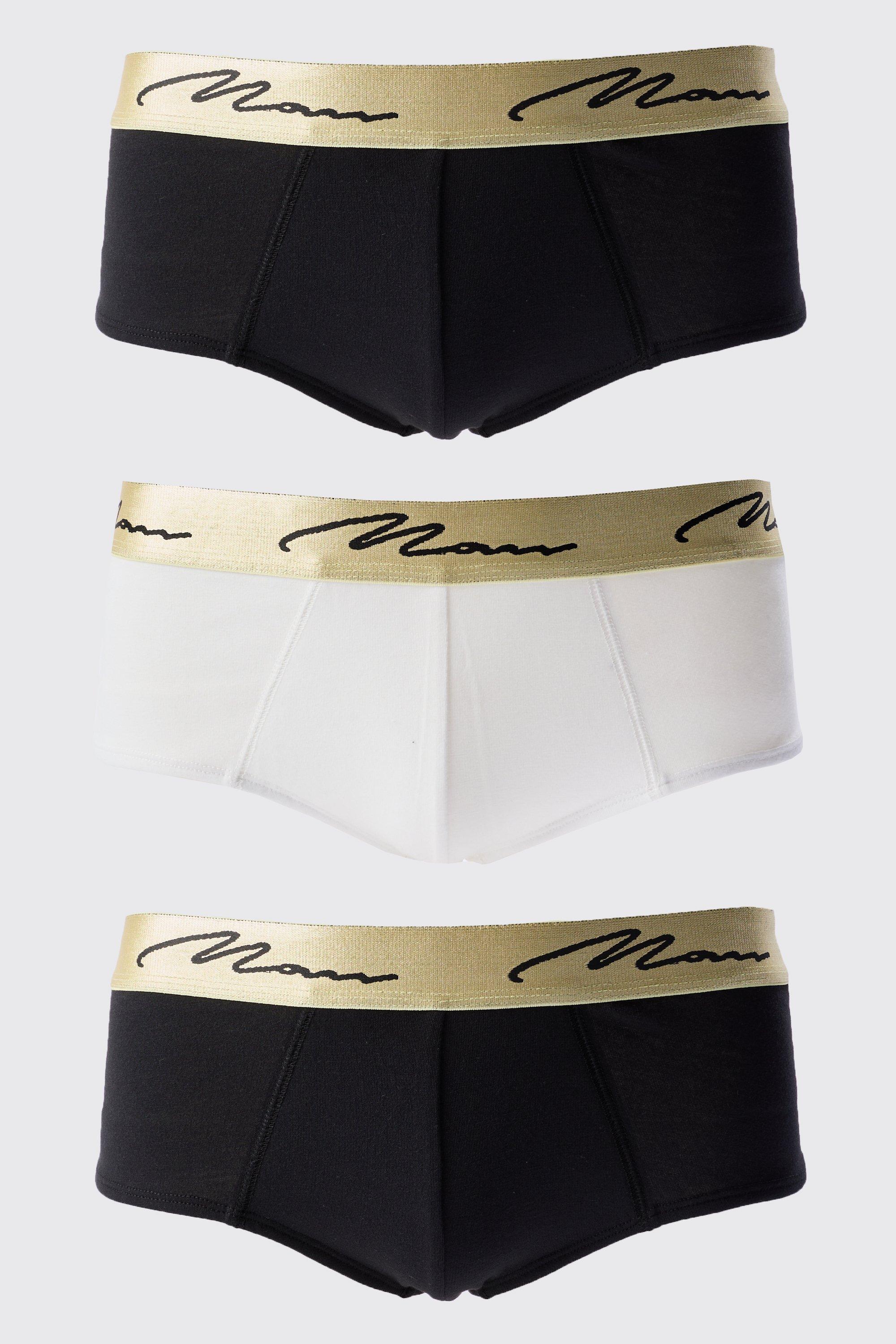 Image of 3 Pack Man Signature Gold Waistband Briefs In Multi, Multi