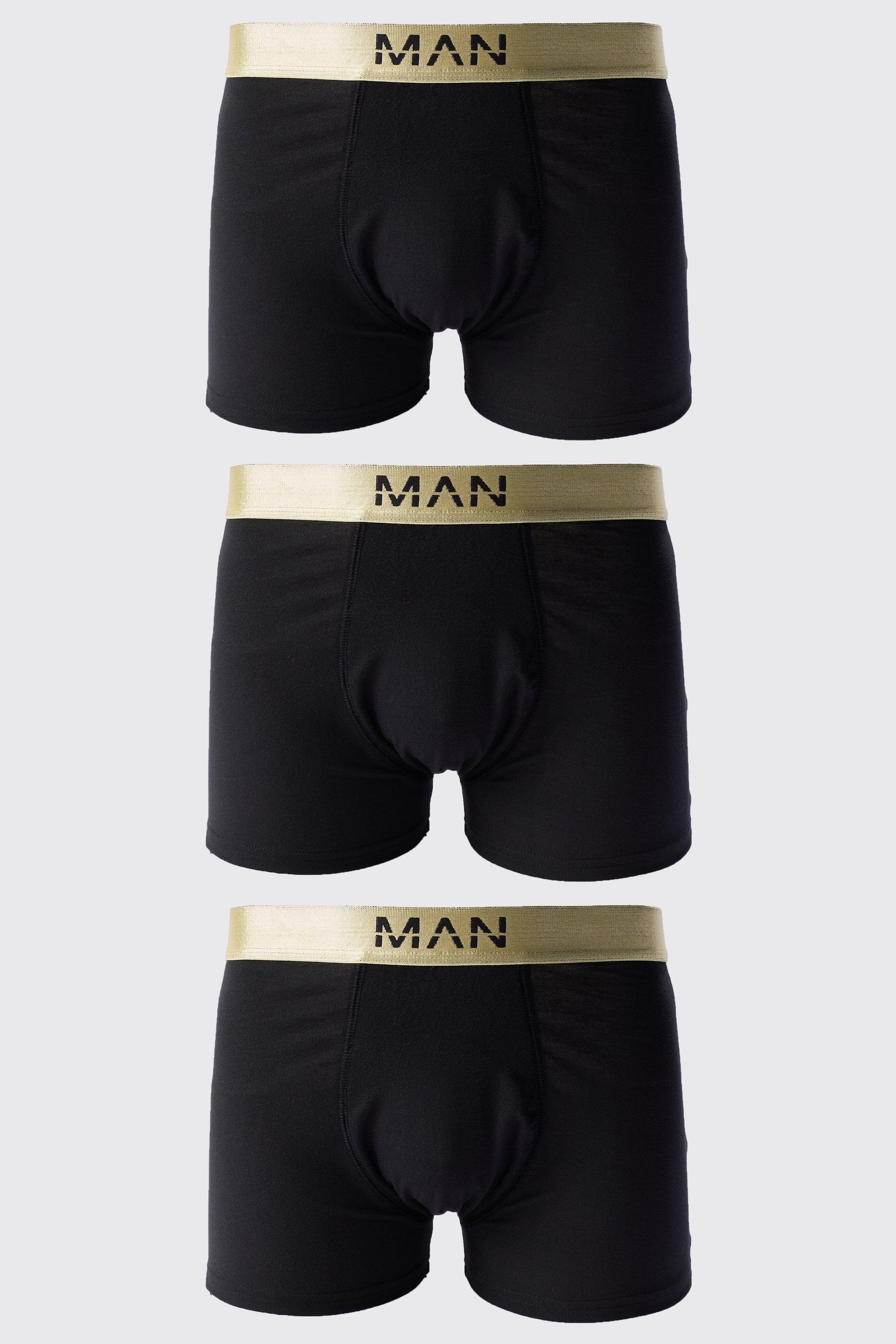 Image of 3 Pack Man Dash Gold Waistband Boxers In Black, Nero
