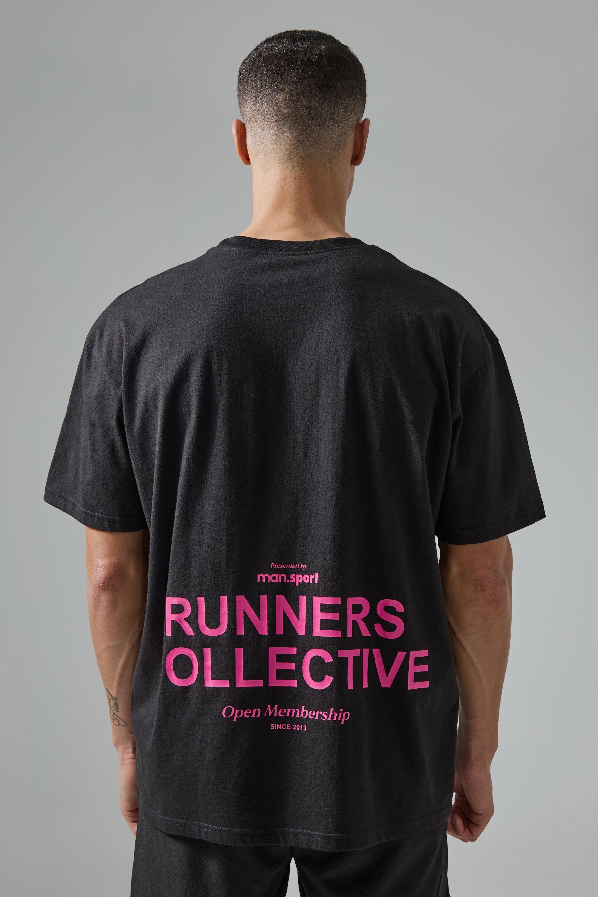 Image of T-shirt oversize Active Runners Collective, Nero