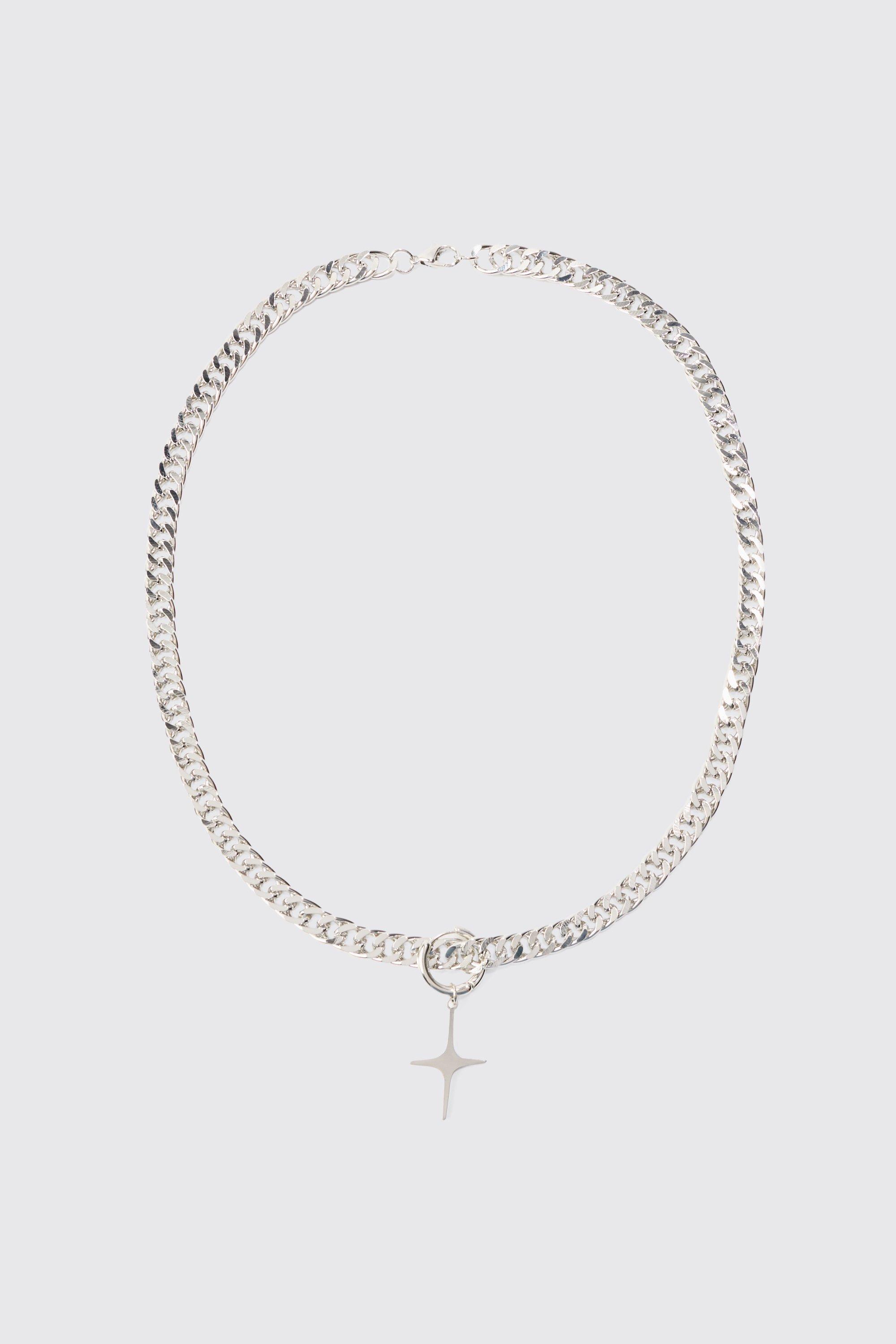 Cross Pendant Chain In Silver, Grigio