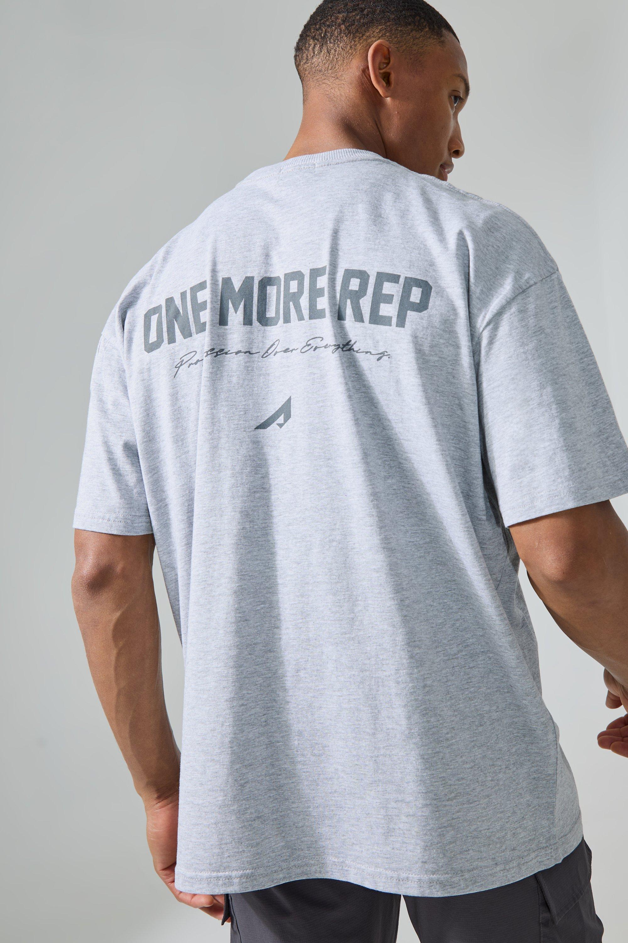 Image of T-shirt oversize Man Active di One More Rep, Grigio