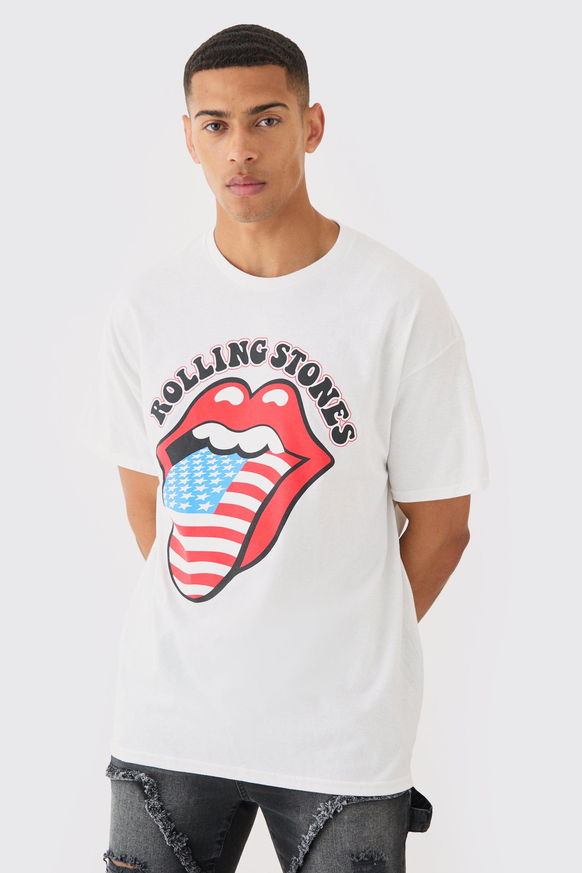 Image of T-shirt oversize ufficiale dei Rolling Stones USA, Bianco