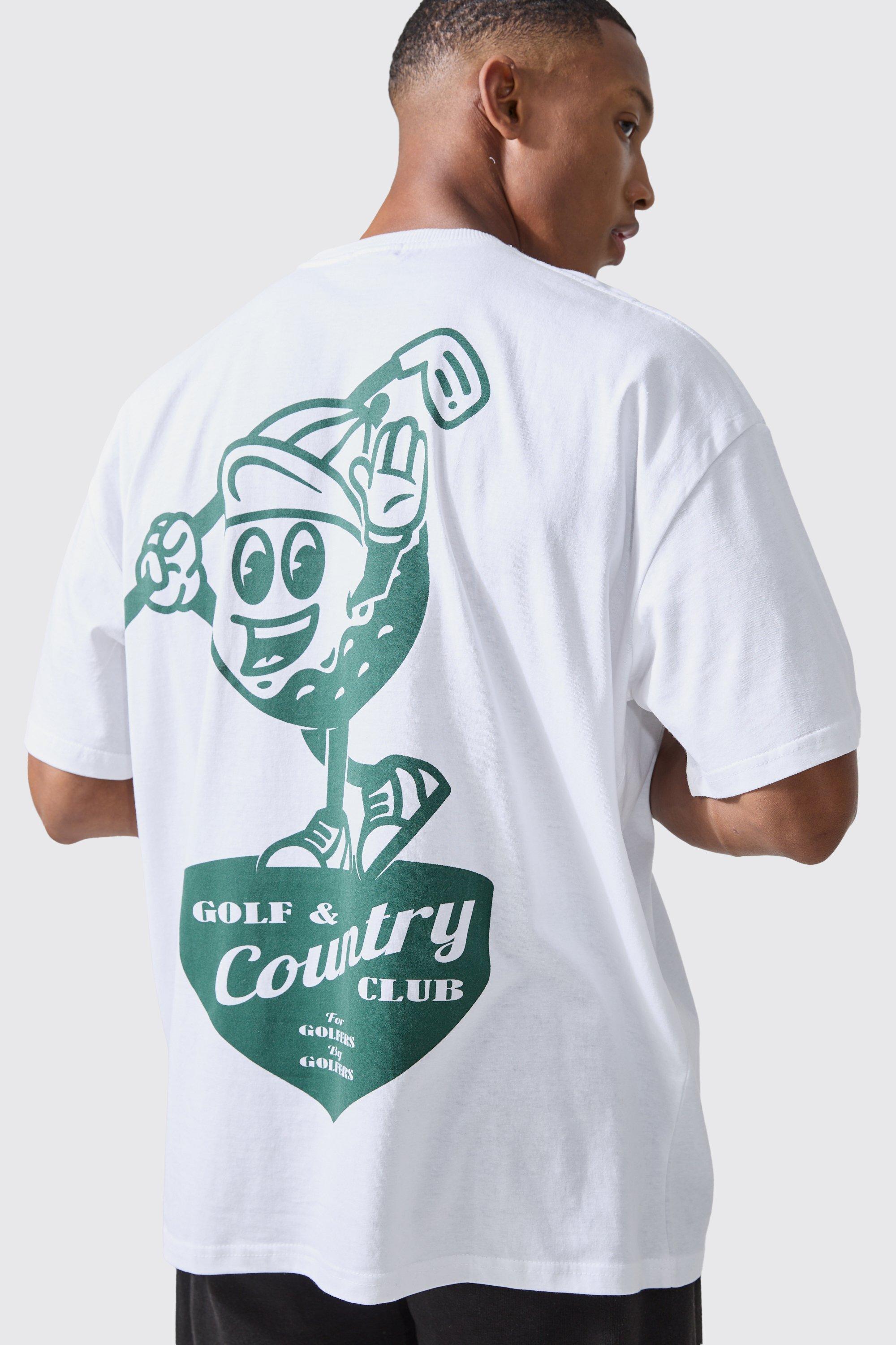 Image of T-shirt oversize Man Active Golf Country Club, Bianco