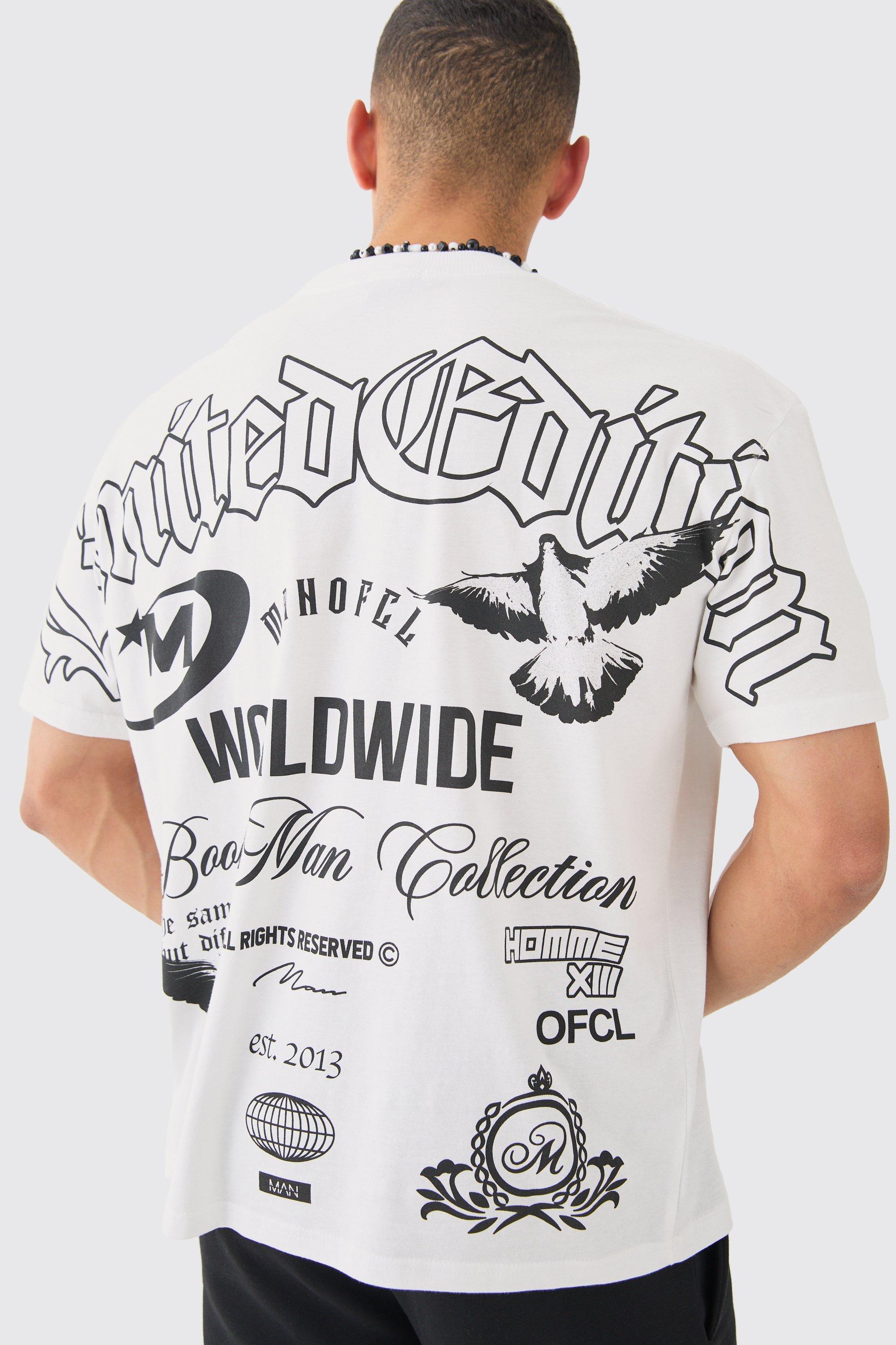 Image of T-shirt oversize con logo e cuciture, Bianco