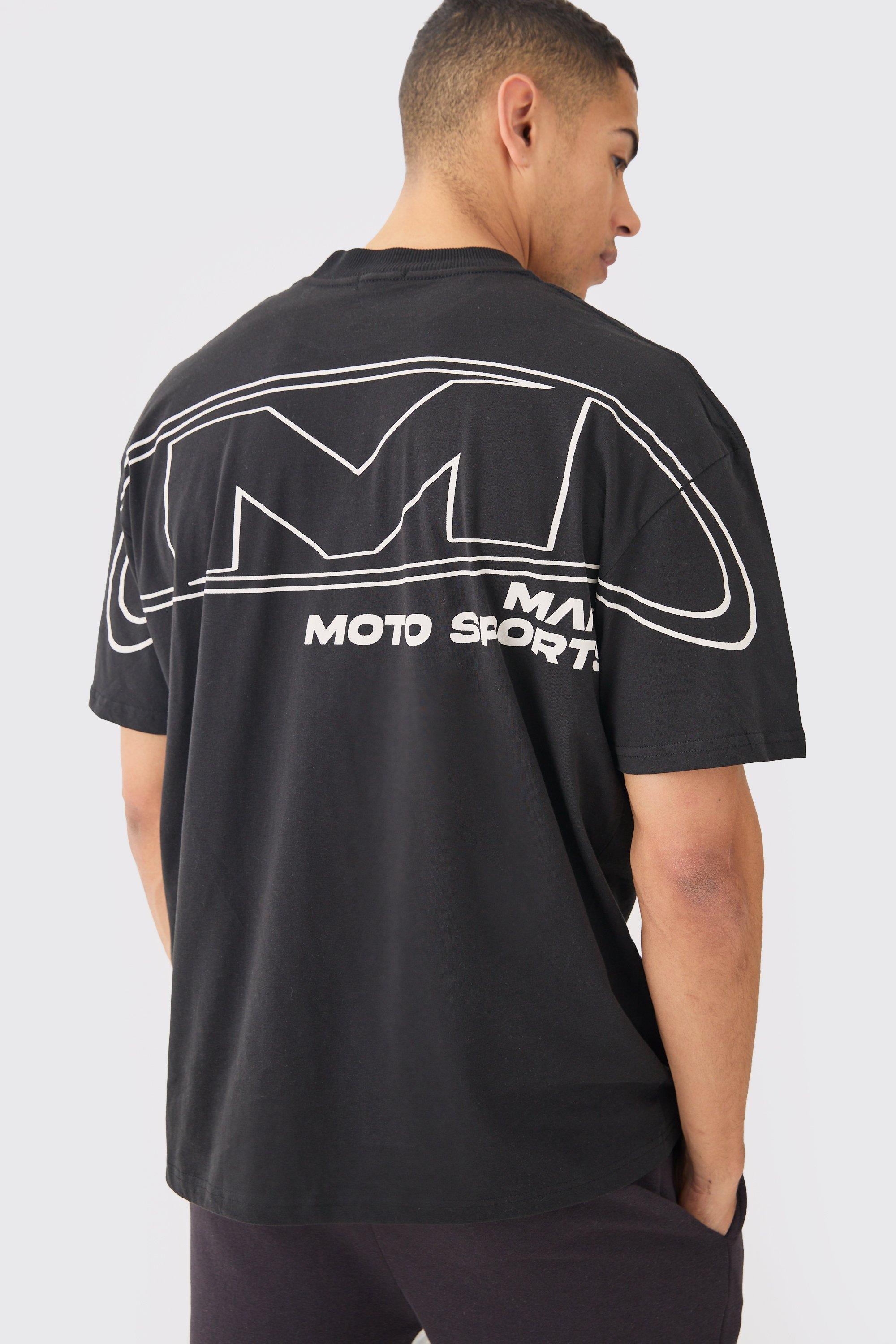 Image of T-shirt da Moto Sport oversize con cuciture sovrapposte, Nero