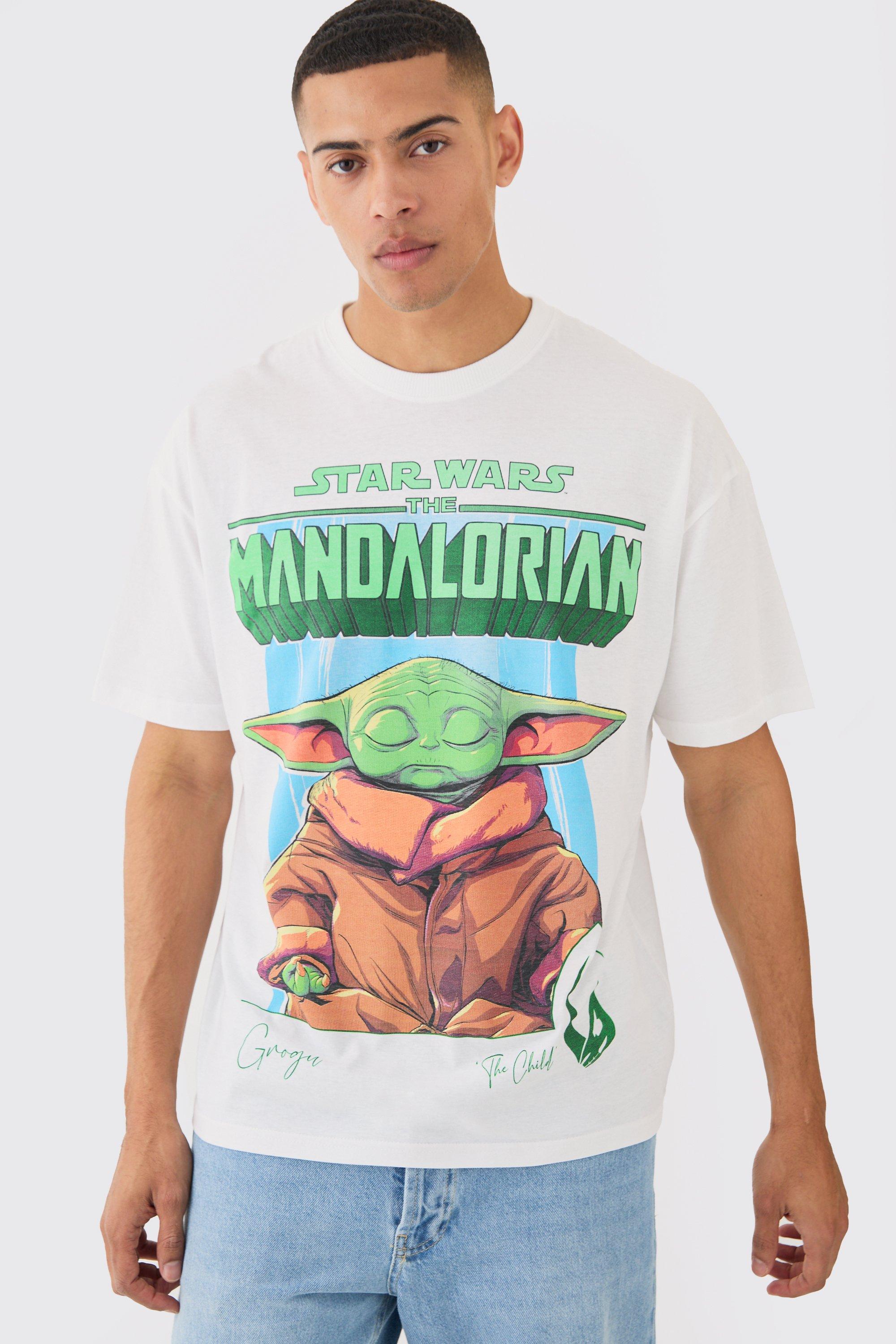 Image of Oversized Star Wars Grogu Mandalorian T-shirt, Bianco