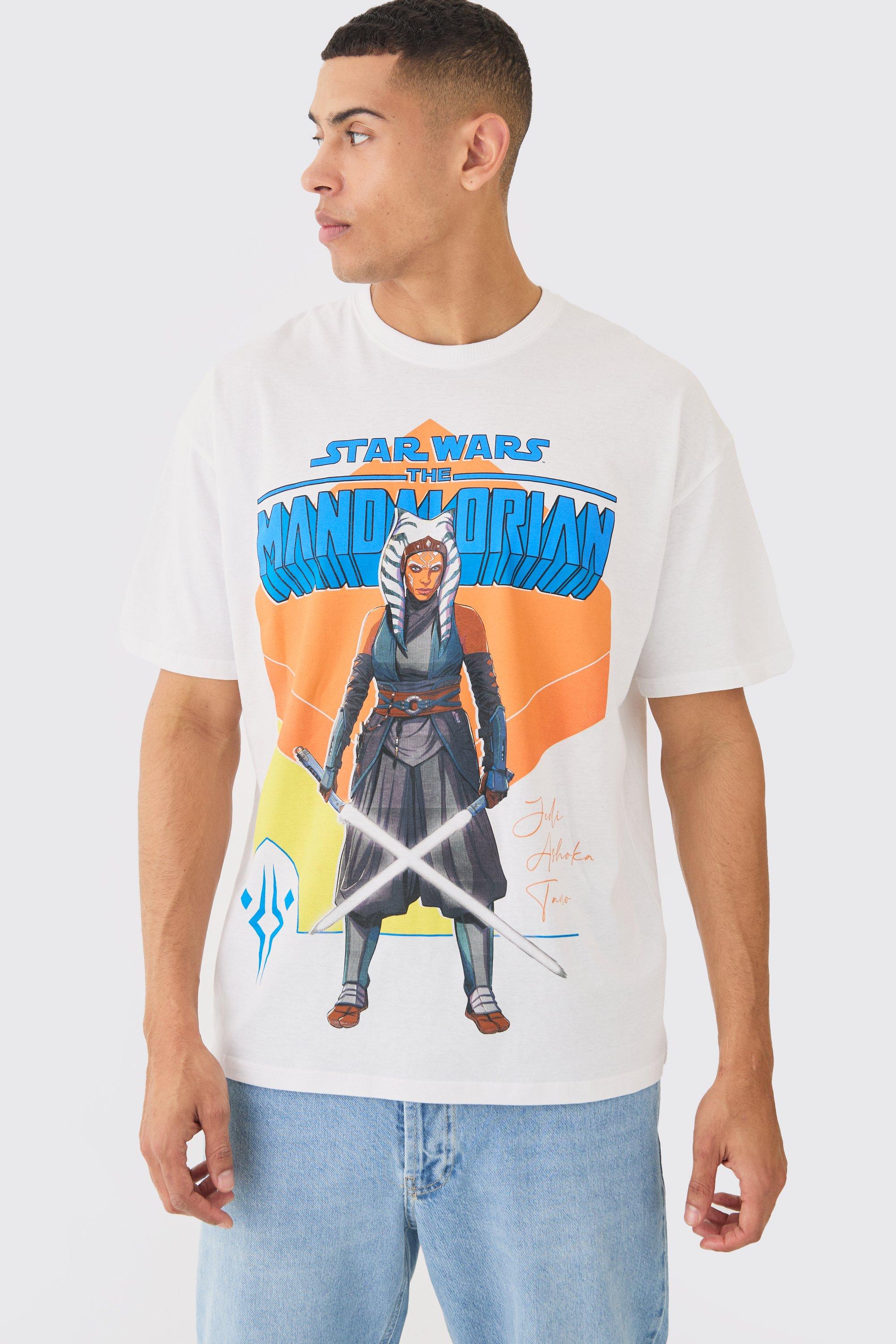 Image of Oversized Star Wars Ahsoka Mandalorian T-shirt, Bianco