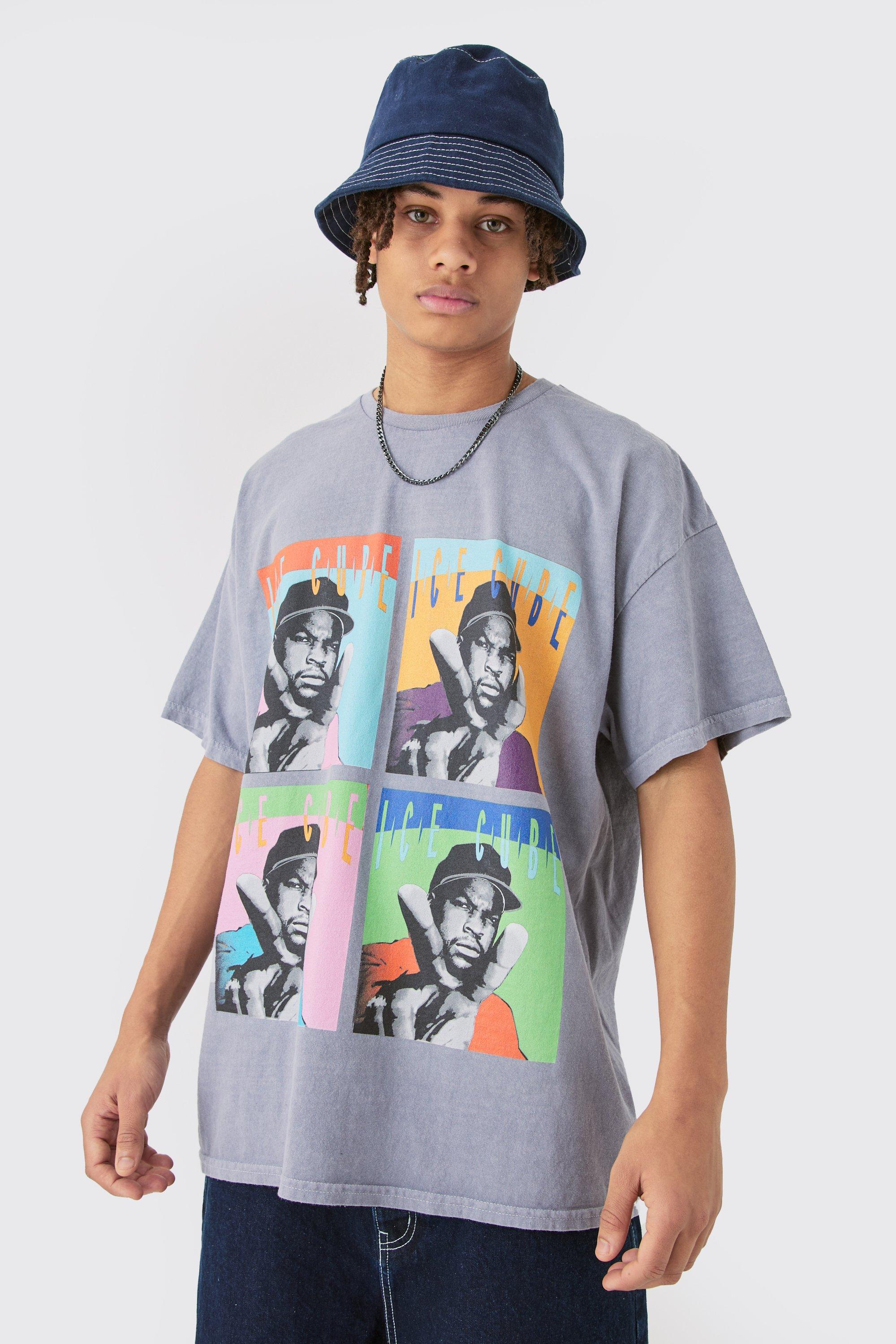 Image of T-shirt oversize ufficiale in lavaggio Ice Cube, Azzurro