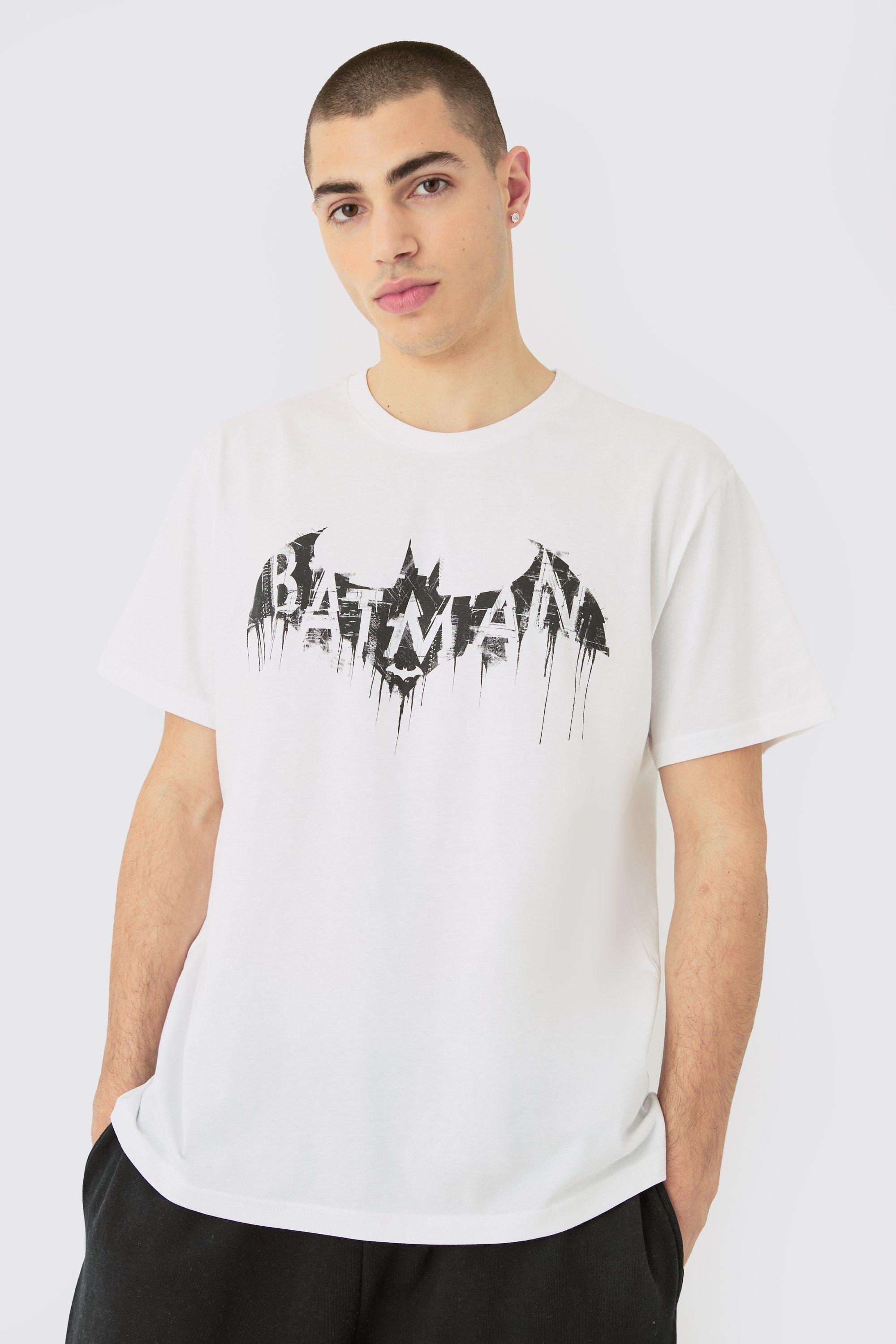 Image of Oversized Dc Batman Logo License T-shirt, Bianco