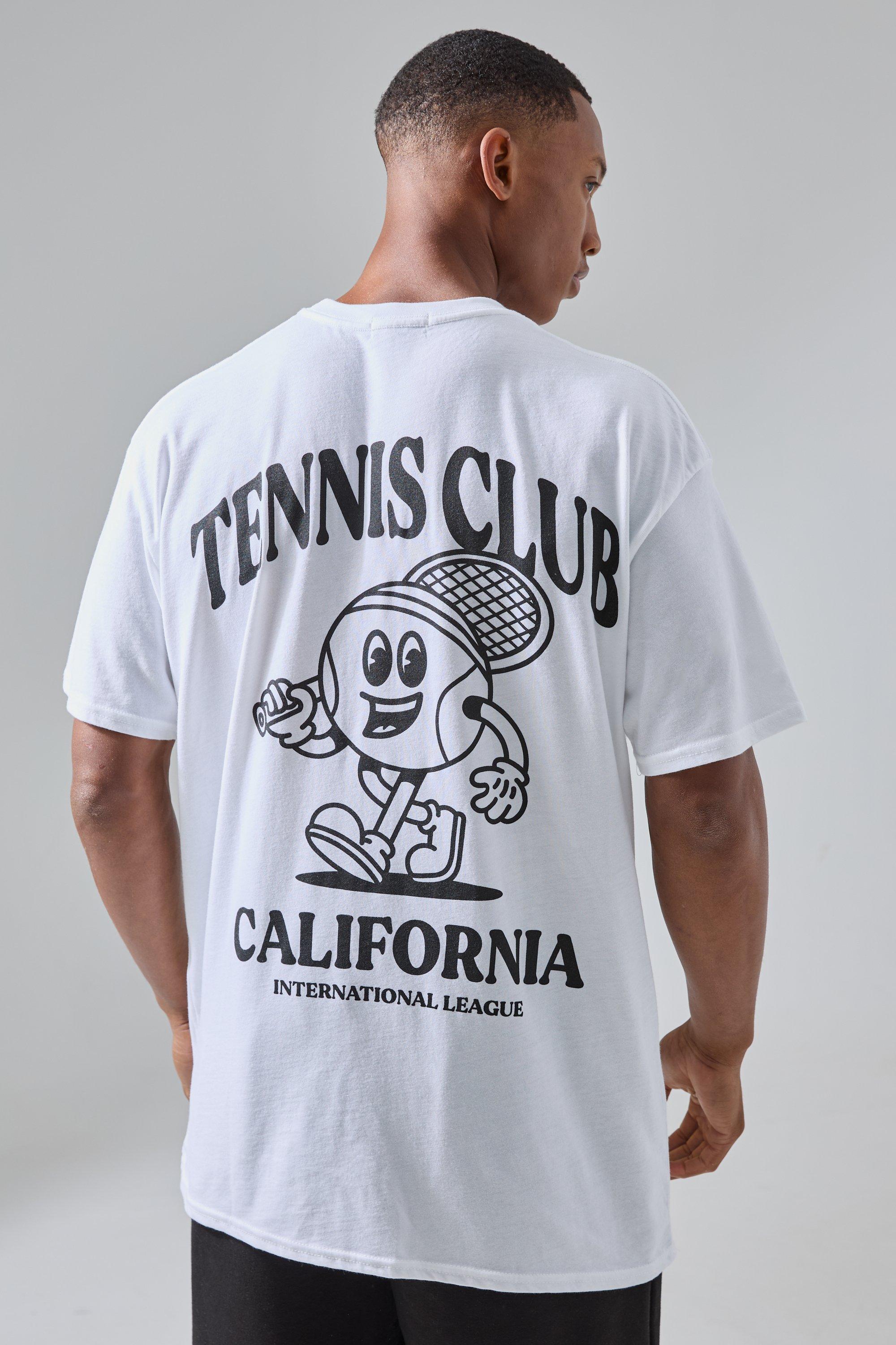 Image of Man Active Tennis Club California Oversized T-shirt, Bianco