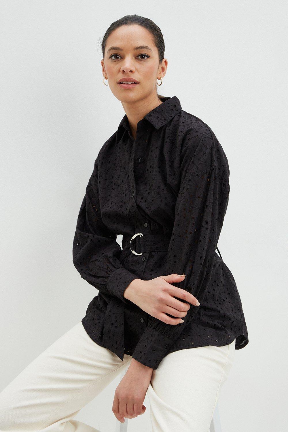 Broderie Belted Cotton Shirt