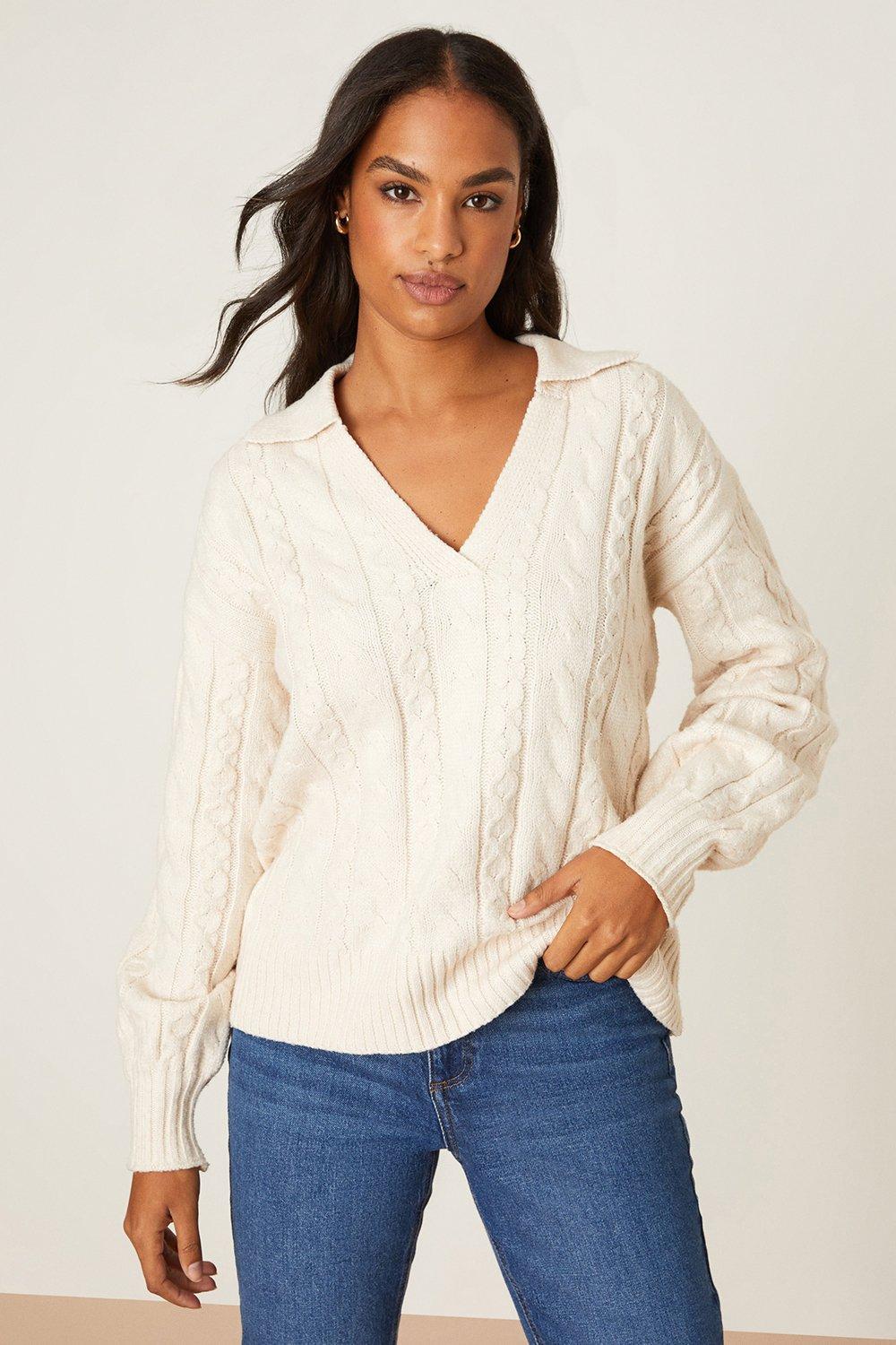 Womens Cable Collar Jumper product