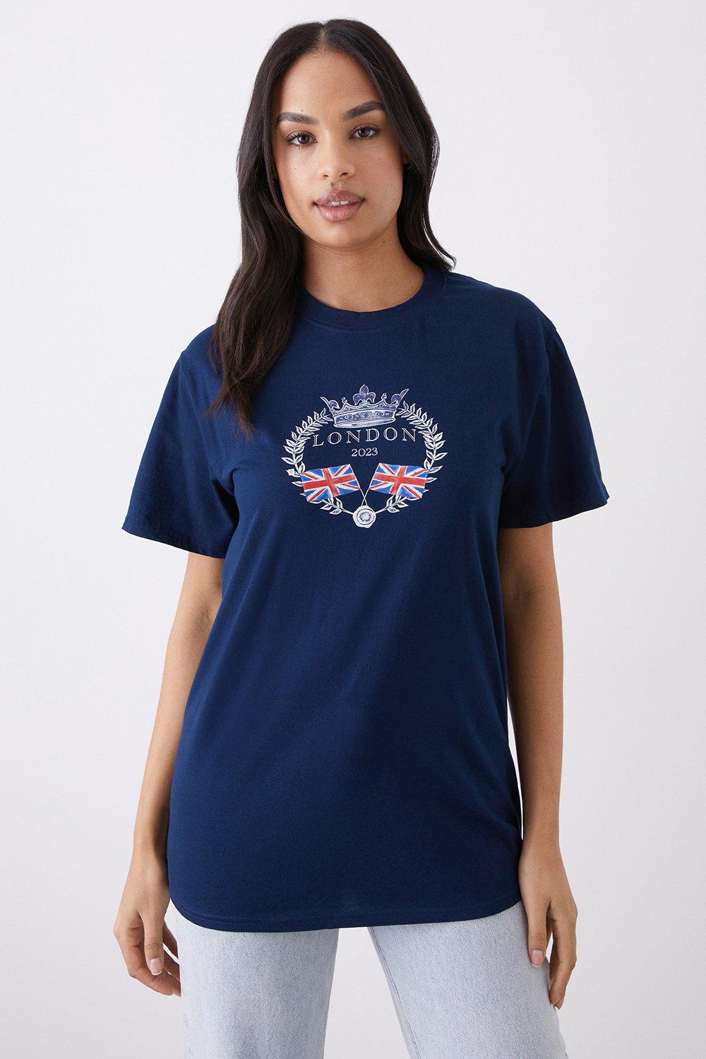 Womens Navy London Crown Coronation T Shirt product